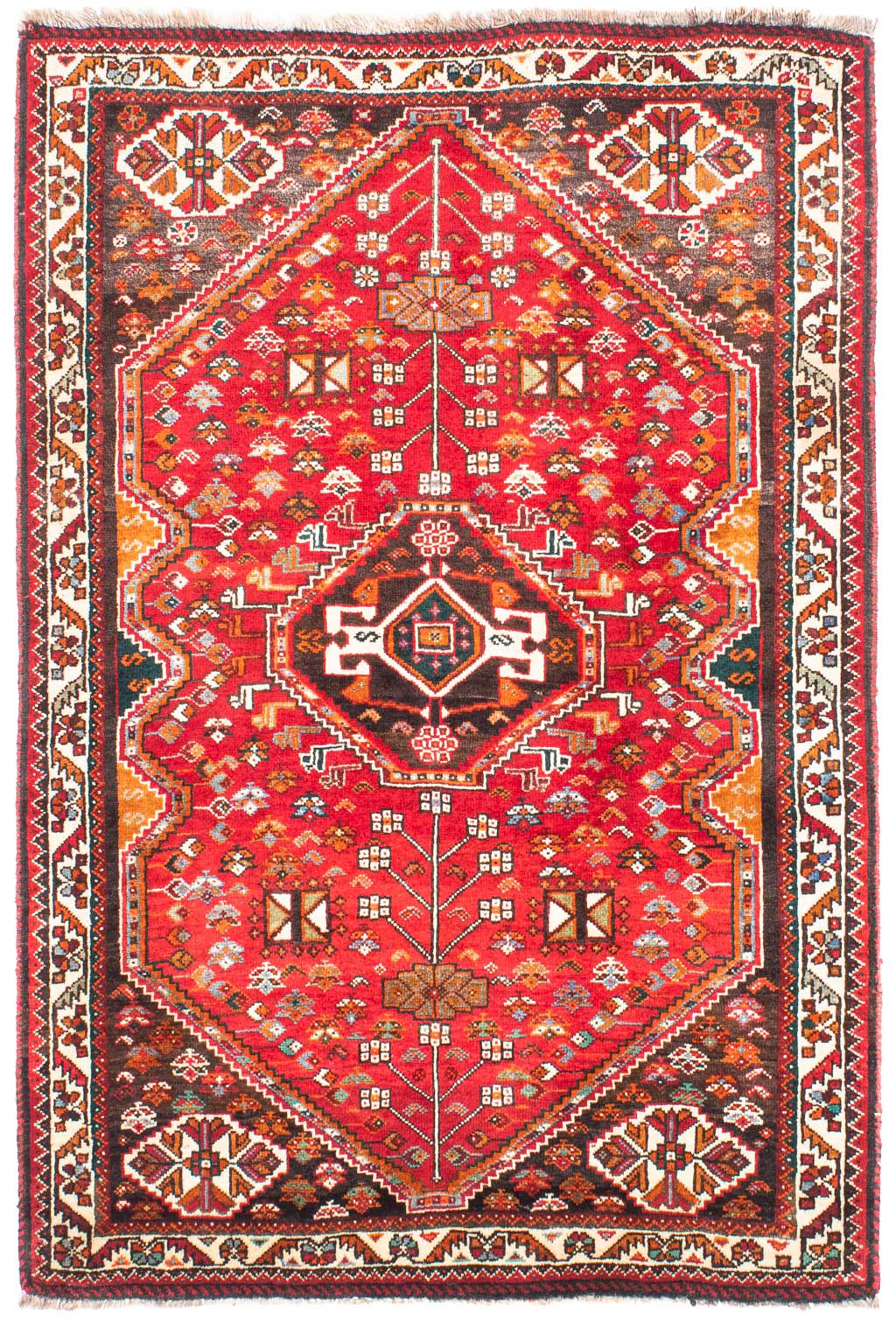 morgenland Orientteppich »Perser - Nomadic Handgeknüpft, - Wohnzimmer, - Einzelstück 106 x cm 155 rechteckig, mit kaufen rot«, günstig Zertifikat