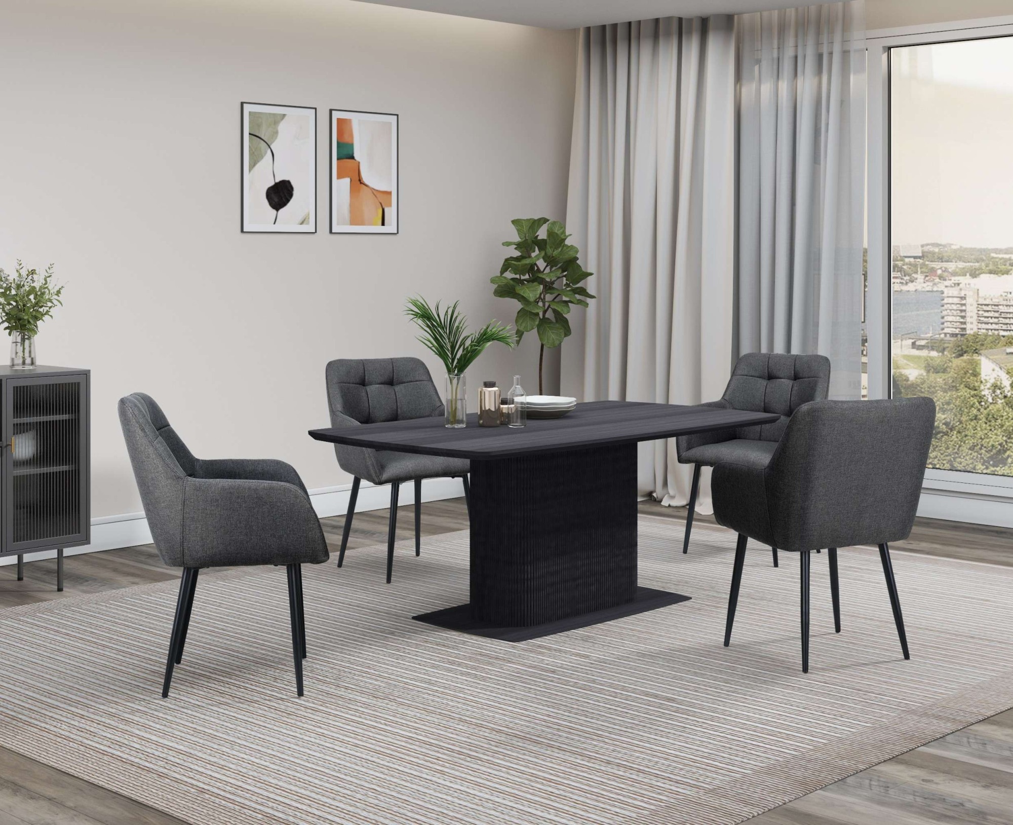 GOODproduct Esstisch »Daleton« Tischplatte und Standfuss mit Holzstruktur, pflegeleicht, Höhe 76 cm