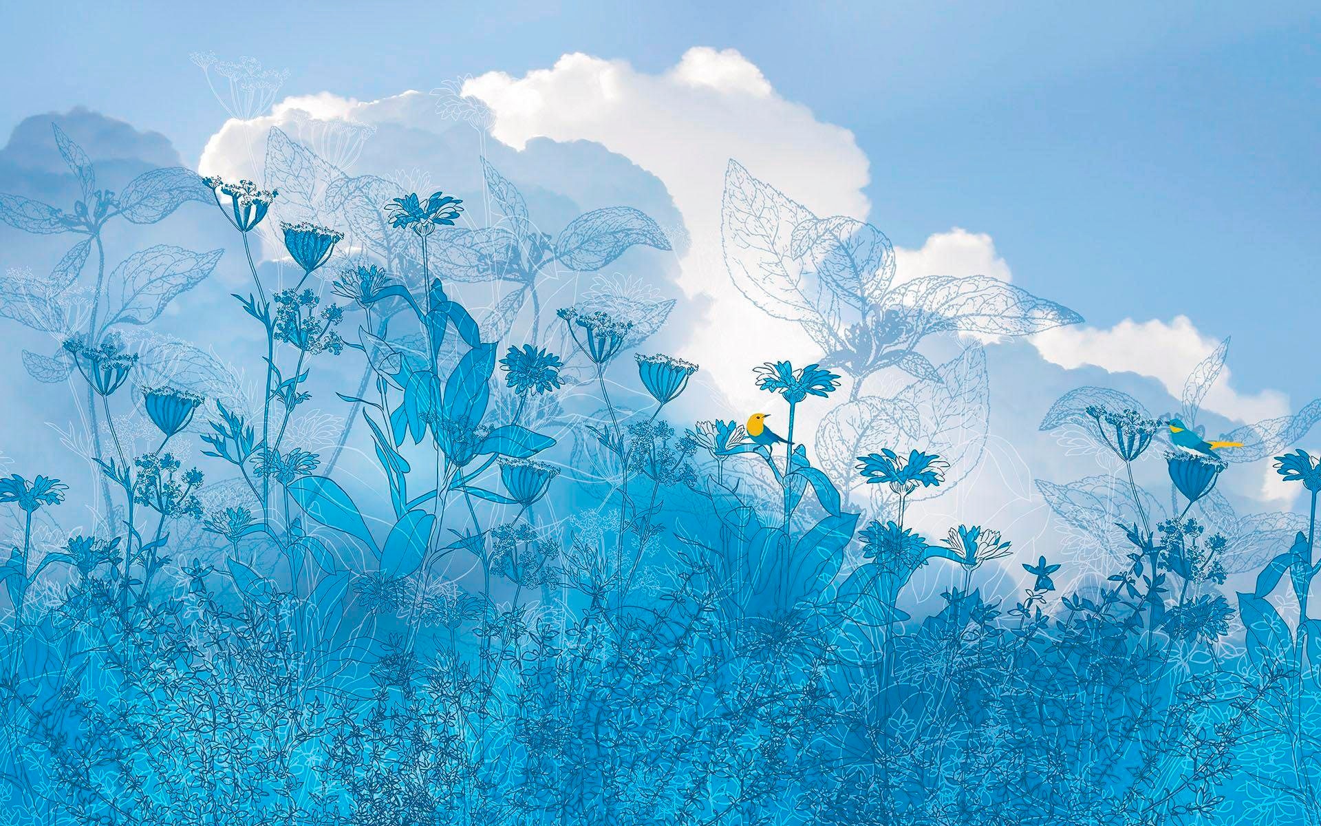 Image of Komar Vliestapete "Digitaldruck Vlies - Blue Sky - Grösse 400 x 250 cm" bedruckt glatt Wohnzimmer, Schlafzimmer