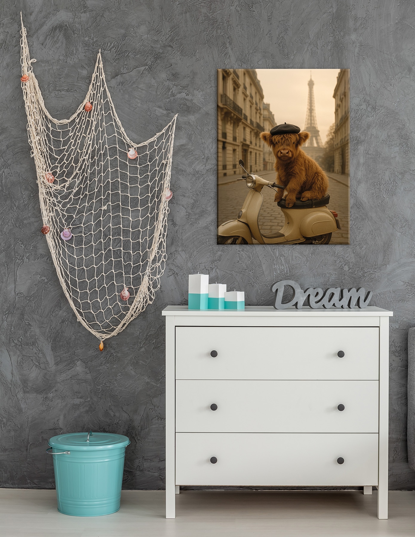 Bönninghoff Leinwandbild »Wandbild HOCHLANDRIND IN PARIS 46x61 cm – Leinwandbild Keilrahmen Deko« Paris 1 Stk. tlg. auf Keilrahmen gespannt