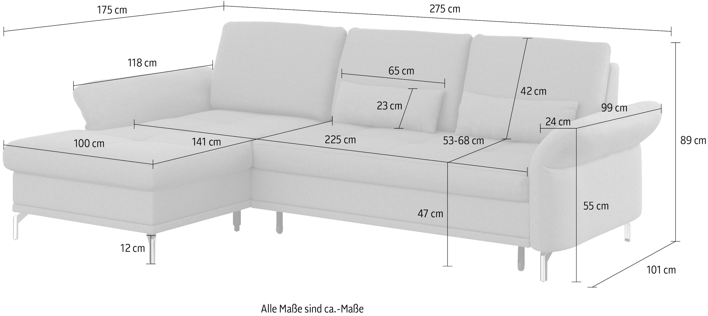 INOSIGN Ecksofa »Palm Beach L-Form«, Federkern, mit Sitztiefenverstellung, wahlweise mit Bettfunktion