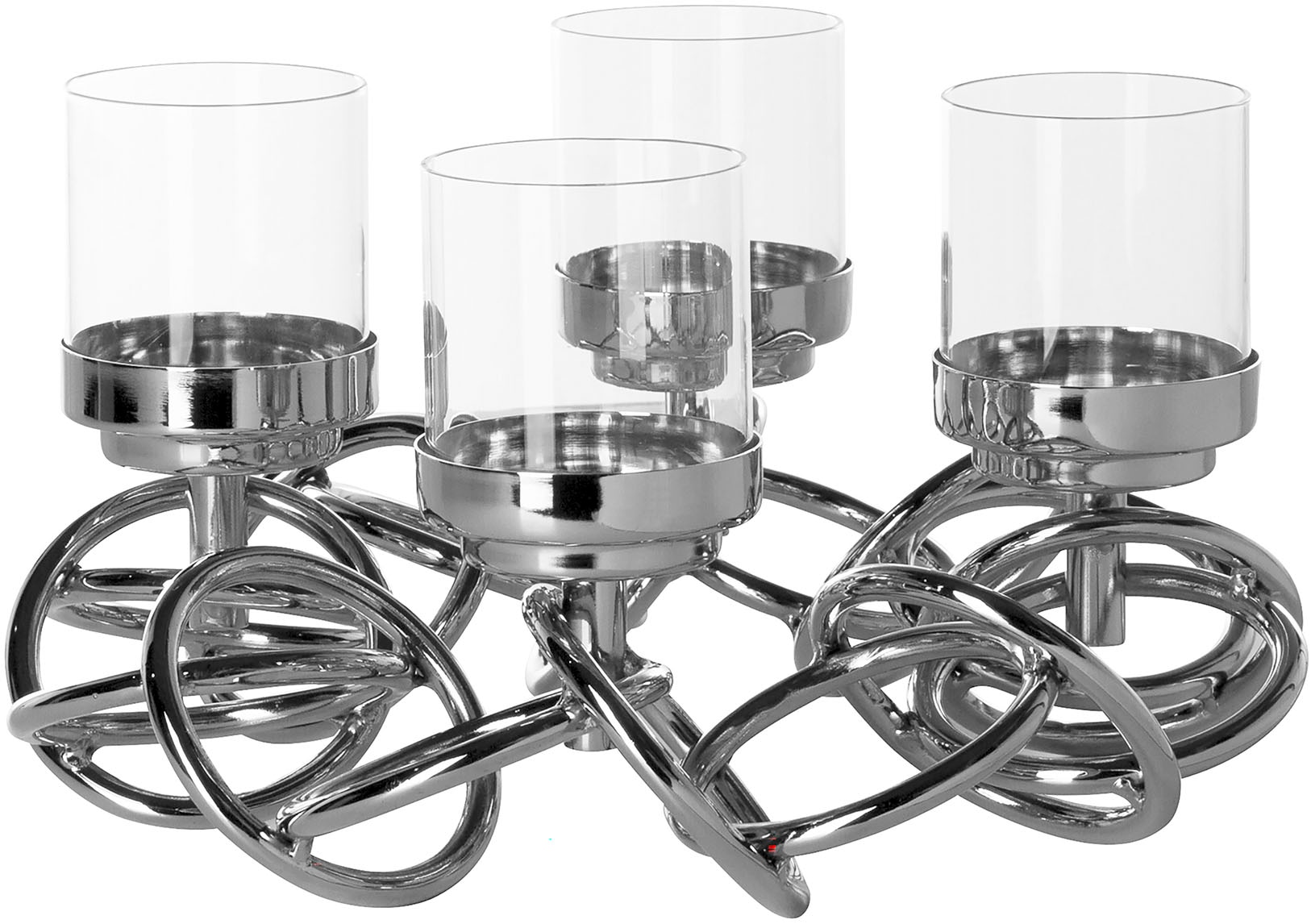 Fink Chandelier »SONETTE« Couronne de l'Avent, couronne de chandelier, 4 flammes, nickelée, avec verre