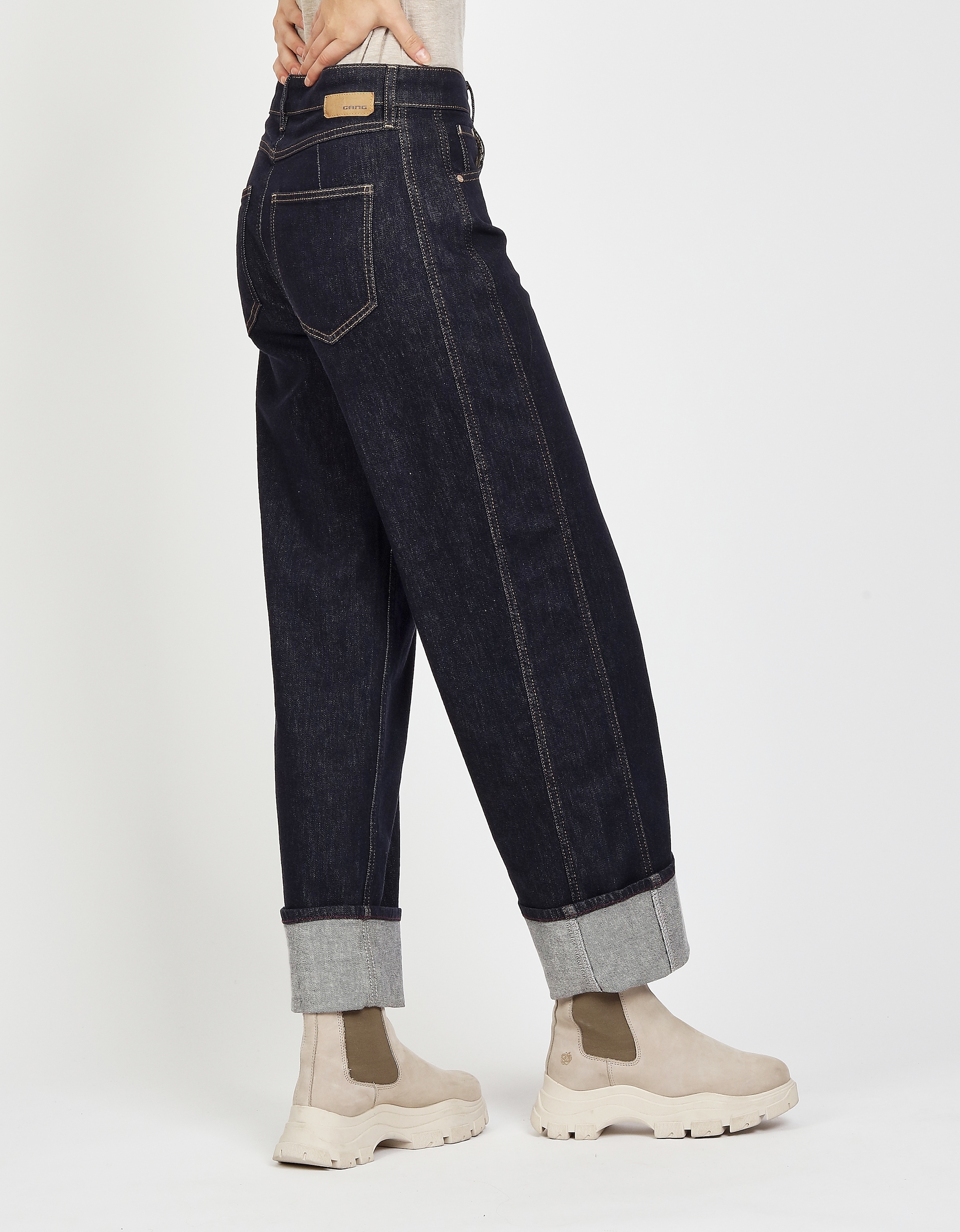 GANG Straight-Jeans »94BLAKE STRAIGHT«, hoher Bund, Umschlag am Saum