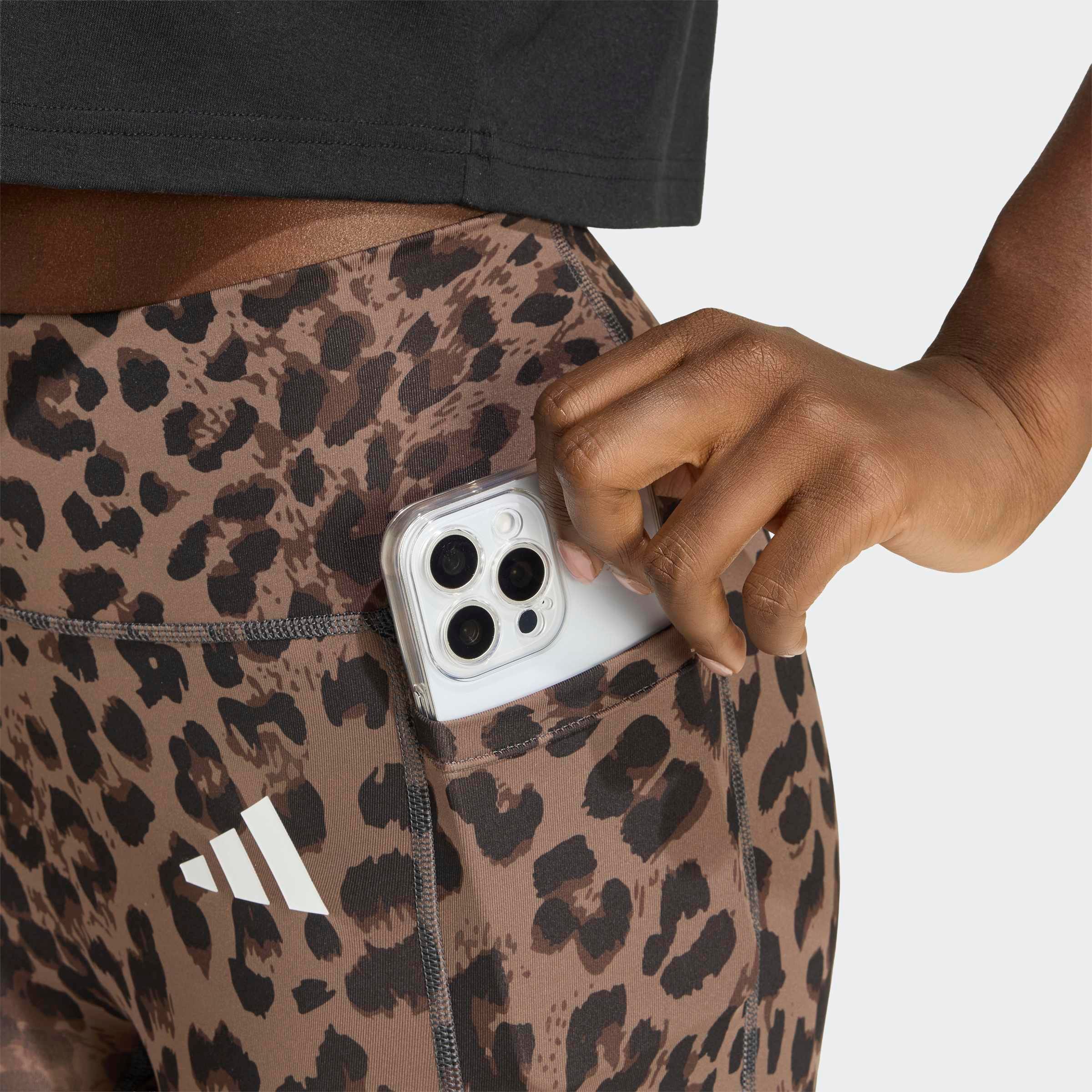 adidas Performance Short »OPTIME ESSENTIALS WORKOUT LEGGINGS, KURZ, LEOPARDENPRINT«