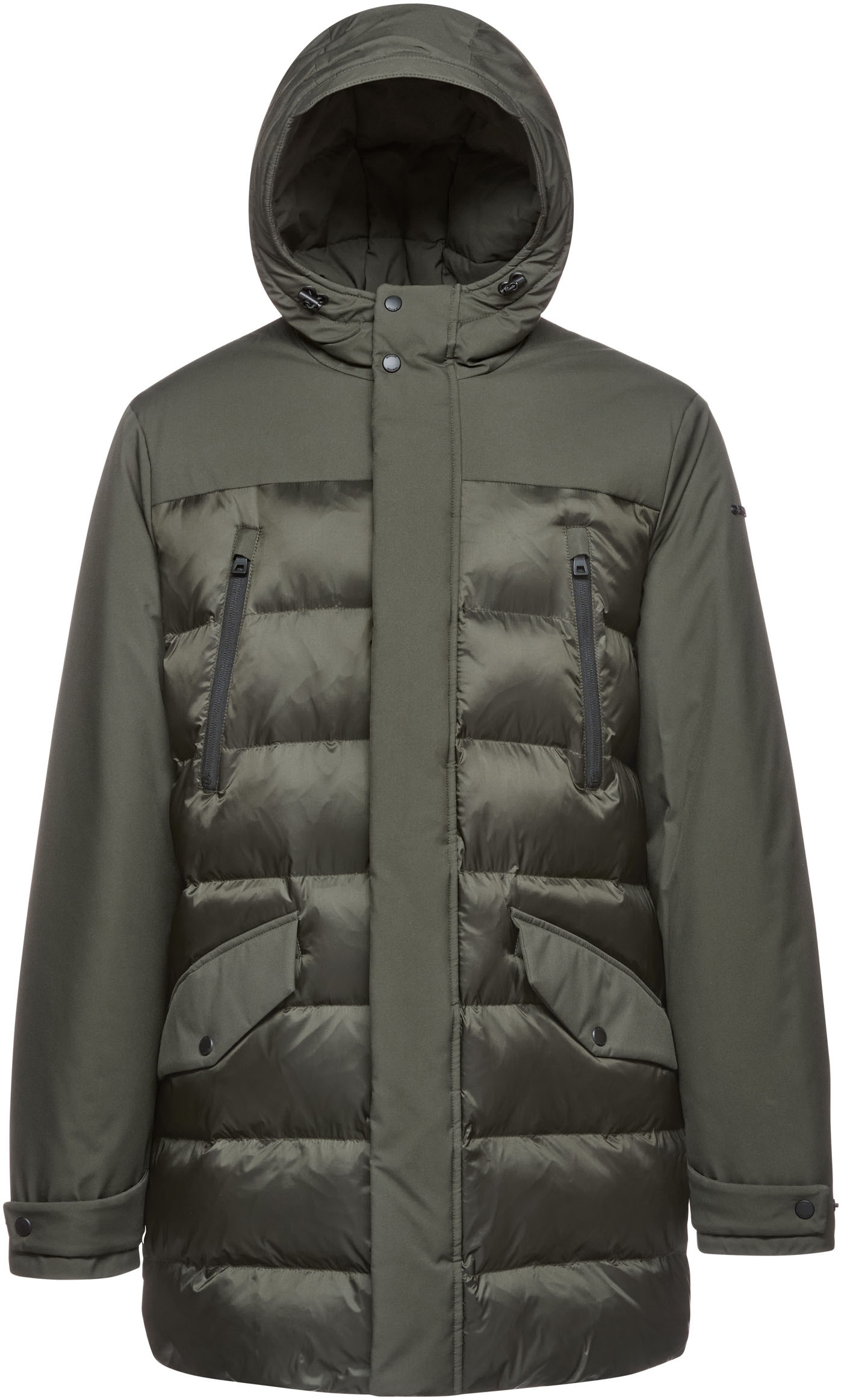 Geox Langjacke »SAPIENZA«, mit Kapuze, im Materialmix, 4 Taschen, Kapuze, verdeckter Reissverschluss