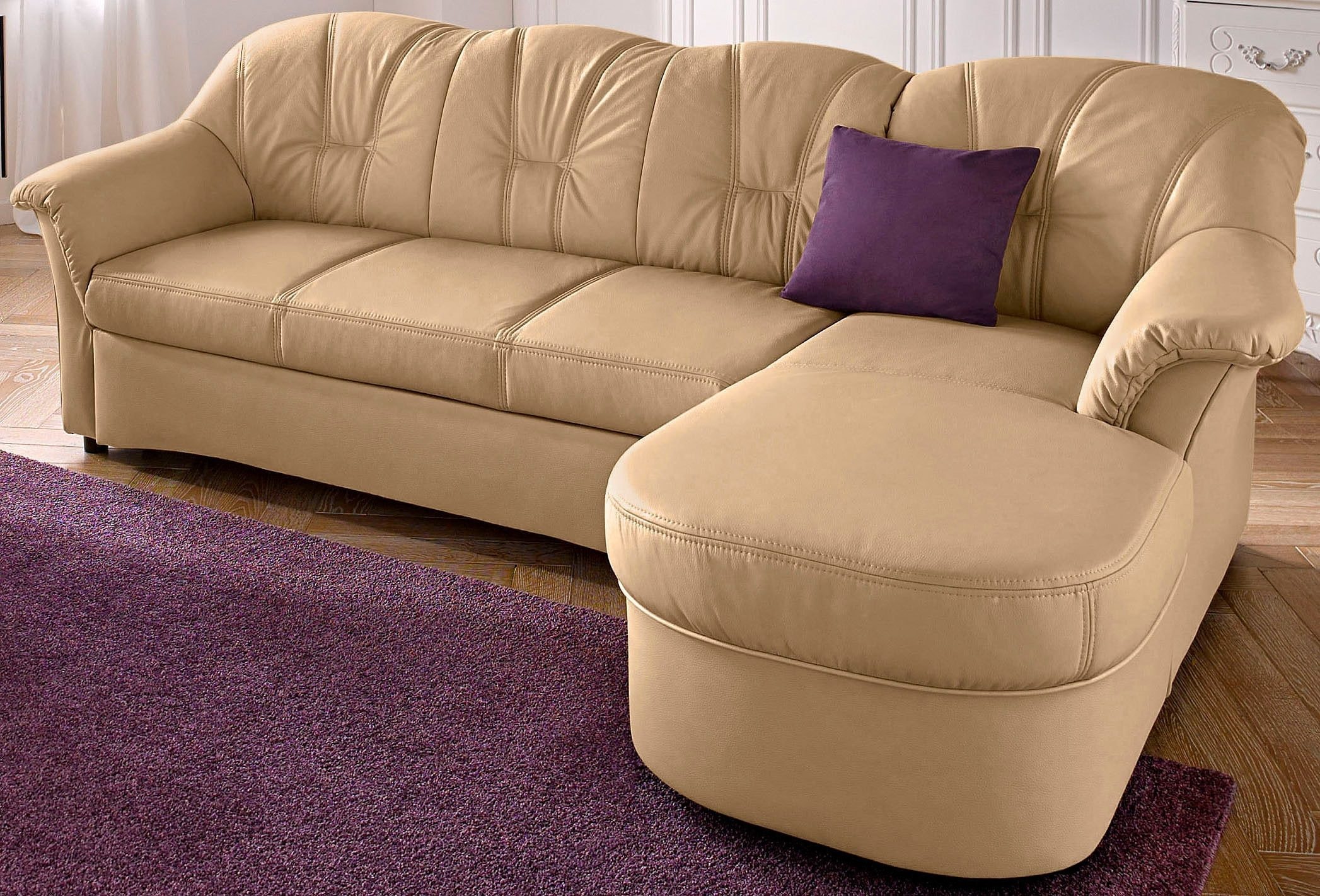 DOMO collection Ecksofa »Flores Schlafsofa, B/T/H: 233/142/86 cm, L-Form«, wahlweise mit Bettfunktion, wahlweise mit Federkern, auch in Leder