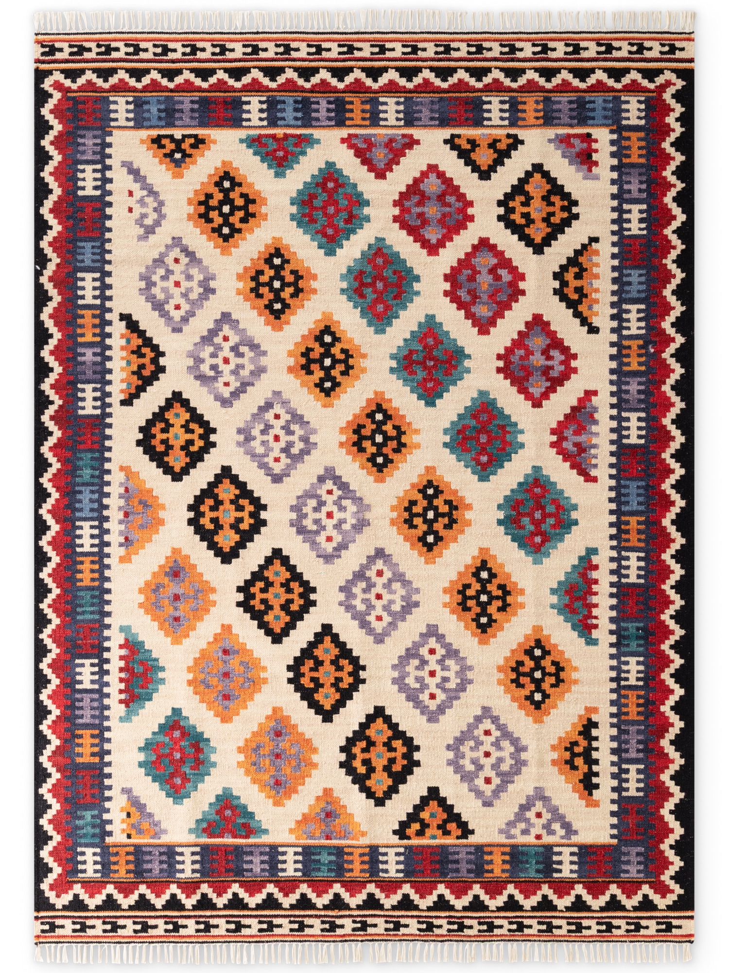 HANSE Home Teppich »Kelim Kian« rechteckig 3 mm Höhe Wolle, Baumwolle, Natur, Handgewebt, orientalisch, Boho, traditionell