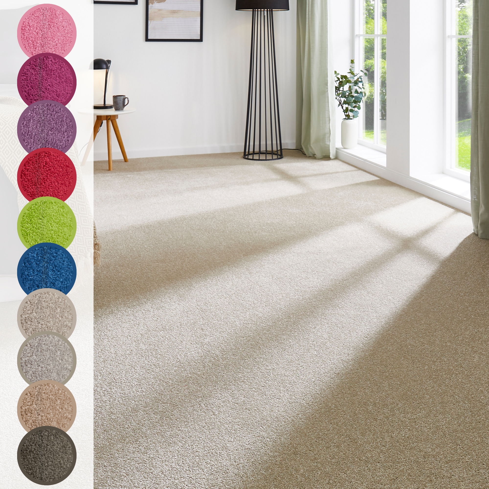 Image of Andiamo Teppichboden "Ines, Kräuselvelours, Gesamthöhe 8,5 mm, Luxusklasse LC2" rechteckig Uni Farben, Breite 400 cm, strapazierfähig & pflegeleicht