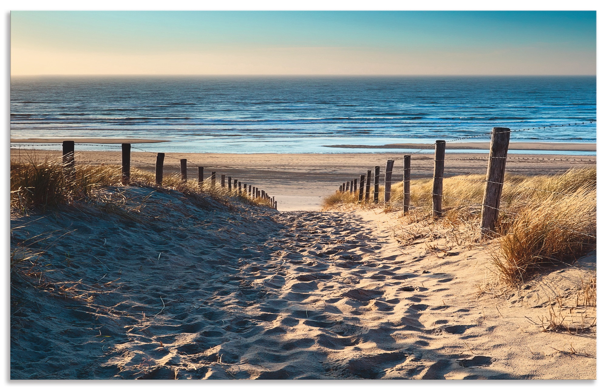 Artland Küchenrückwand »Weg zum Nordseestrand Sonnenuntergang« Alu Spritzschutz mit Klebeband, einfache Montage