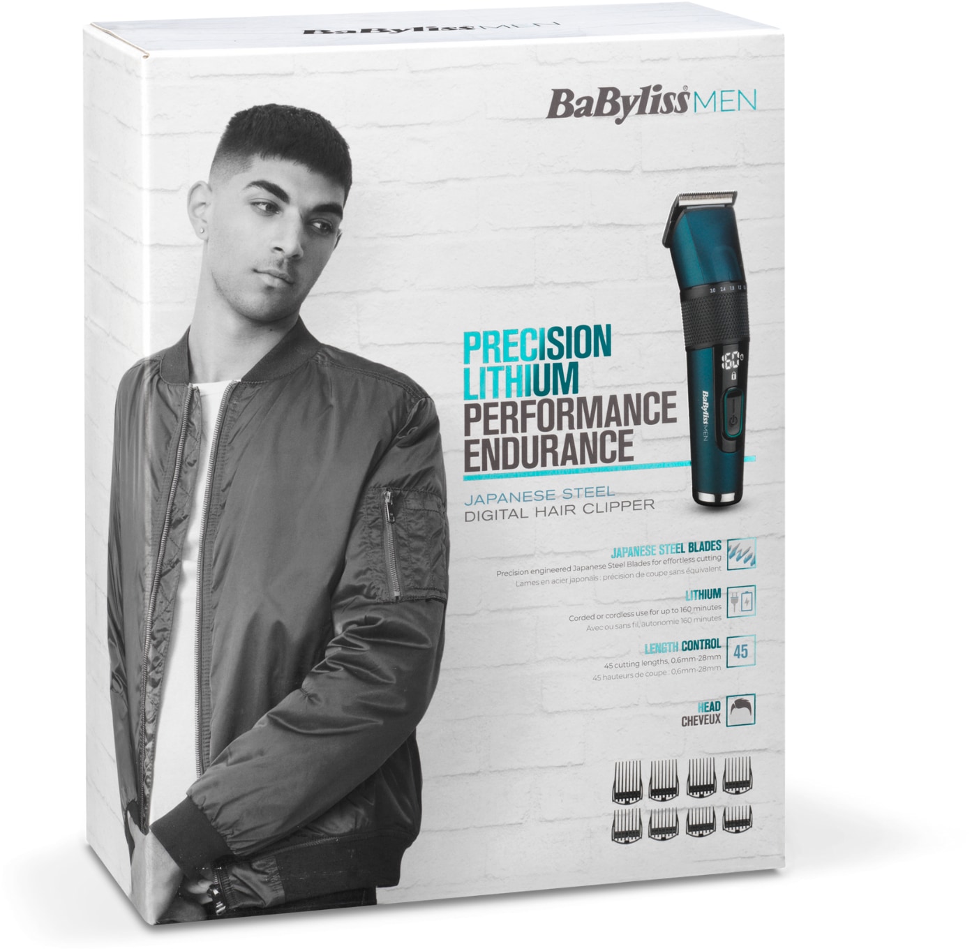 BaByliss Tondeuse à cheveux »Japanese Steel Haarschneider, E990E« 8 Aufsätze Präzisionsklingen aus japanischem Edelstahl, 45 Schnittlängen