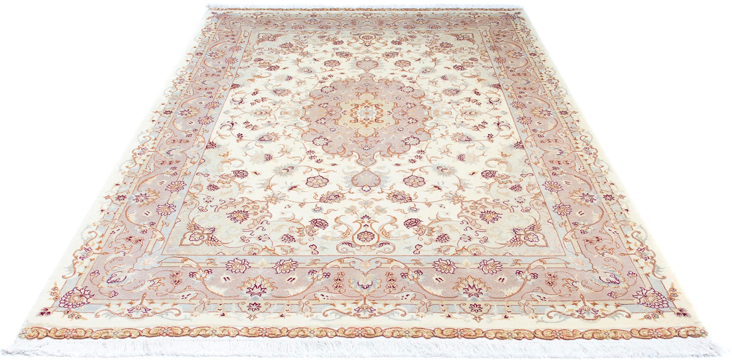 Image of morgenland Orientteppich »Perser - Täbriz - Royal - 245 x 170 cm - beige«, rechteckig, 7 mm Höhe, Wohnzimmer, Handgeknüpft, Einzelstück mit Zertifikat bei Ackermann Versand Schweiz