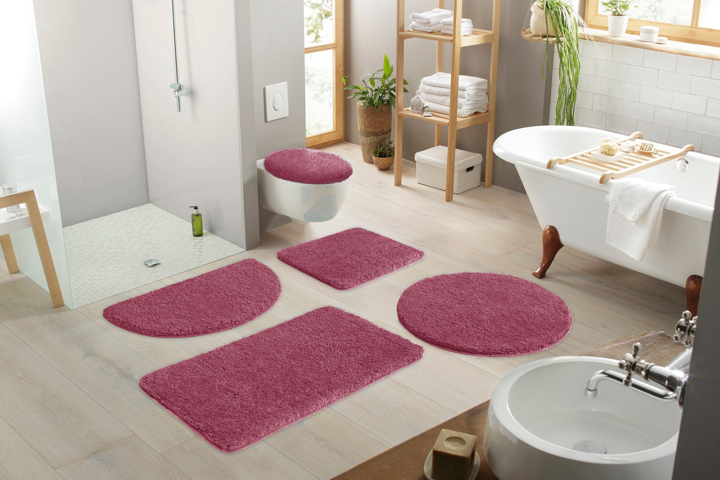 GOODproduct Tapis de bain »Inga, Badezimmer Teppich, Badvorleger« Höhe 20 mm Badteppich, unifarben, weich, als halbrund und rechteckig erhältlich