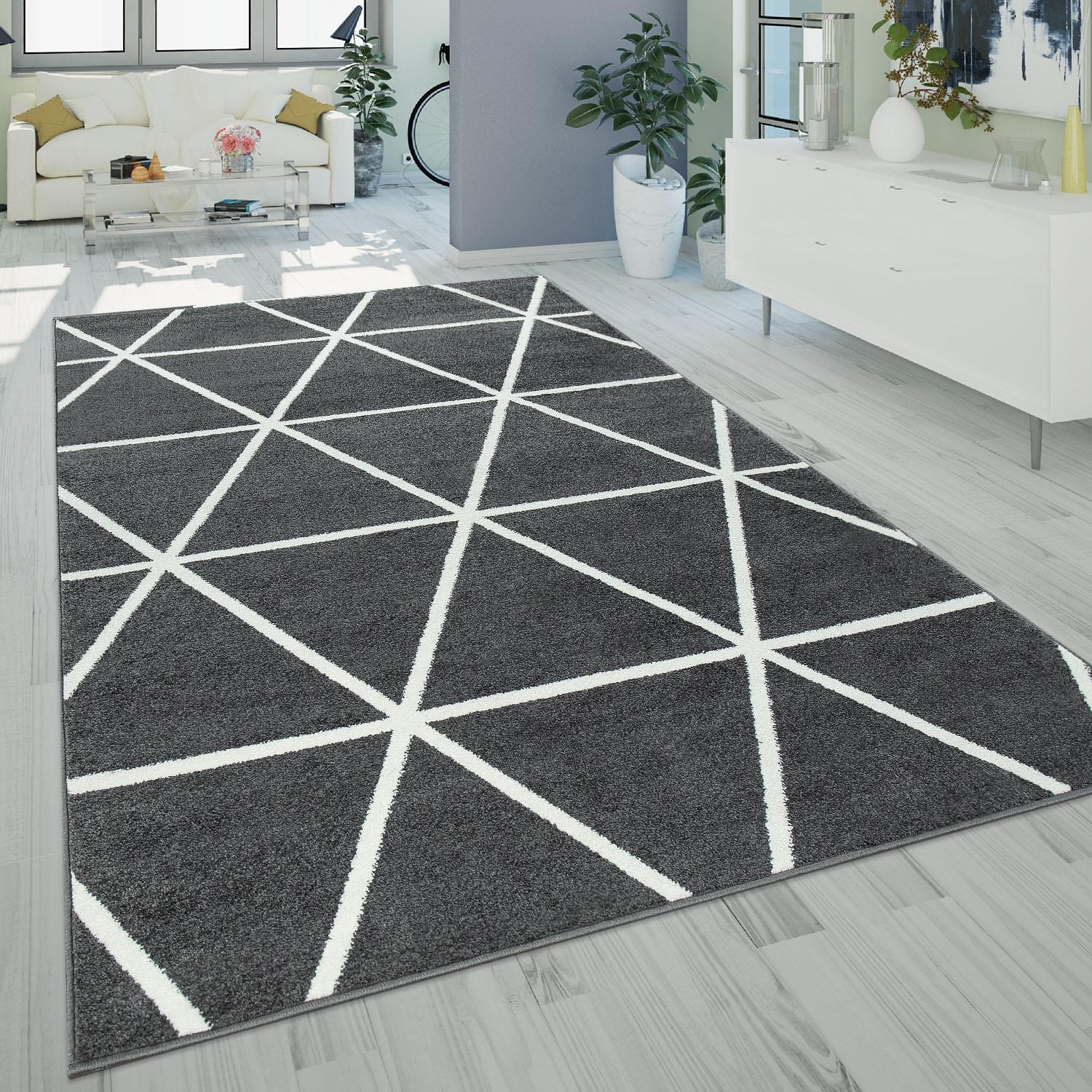 Image of Paco Home Teppich "Stella 401" rechteckig 16 mm Höhe Kurzflor, Pastellfarben, Rauten Design, Skandi Muster, Kundenliebling