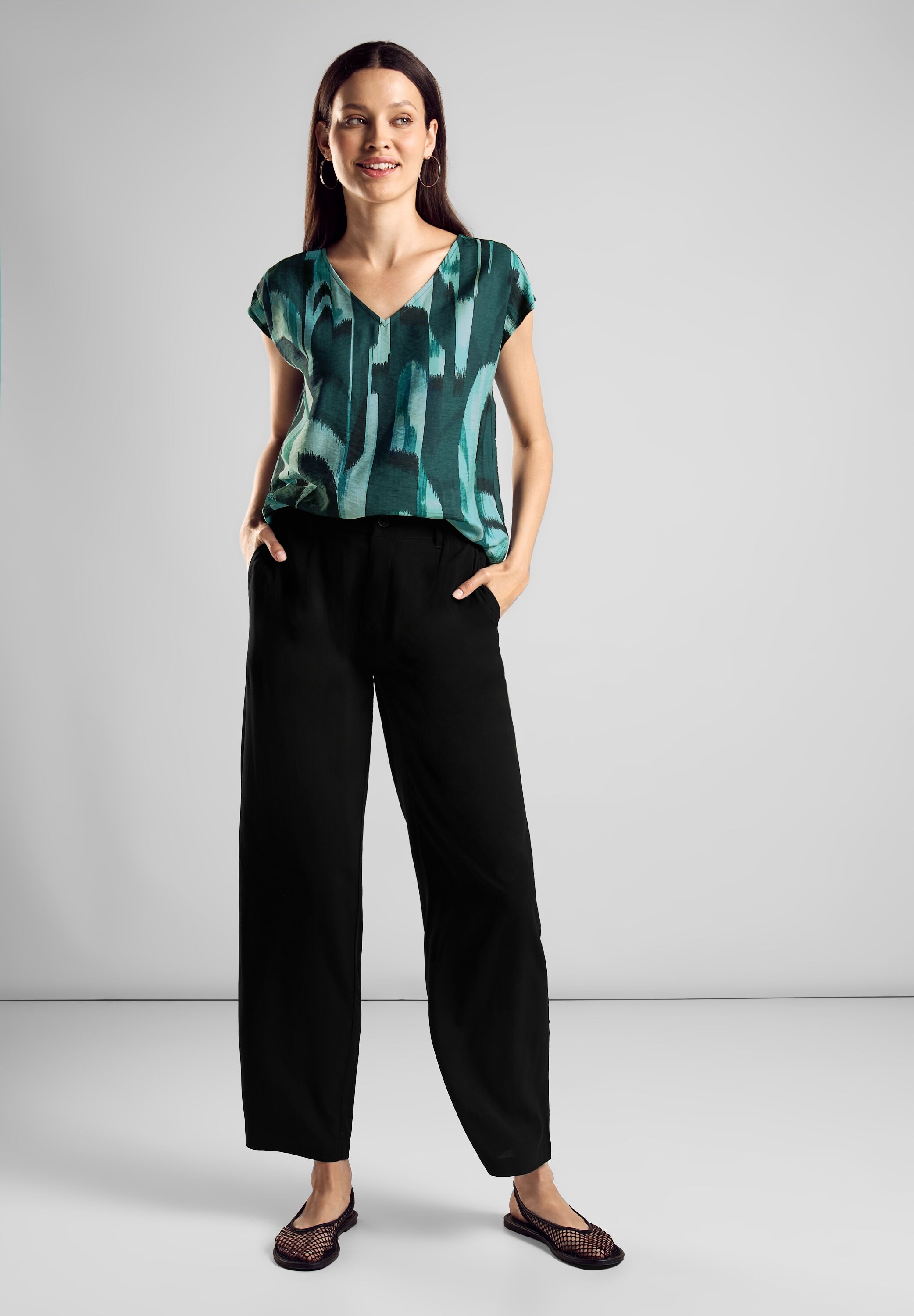 STREET ONE Kurzarmbluse mit Allover-Druck