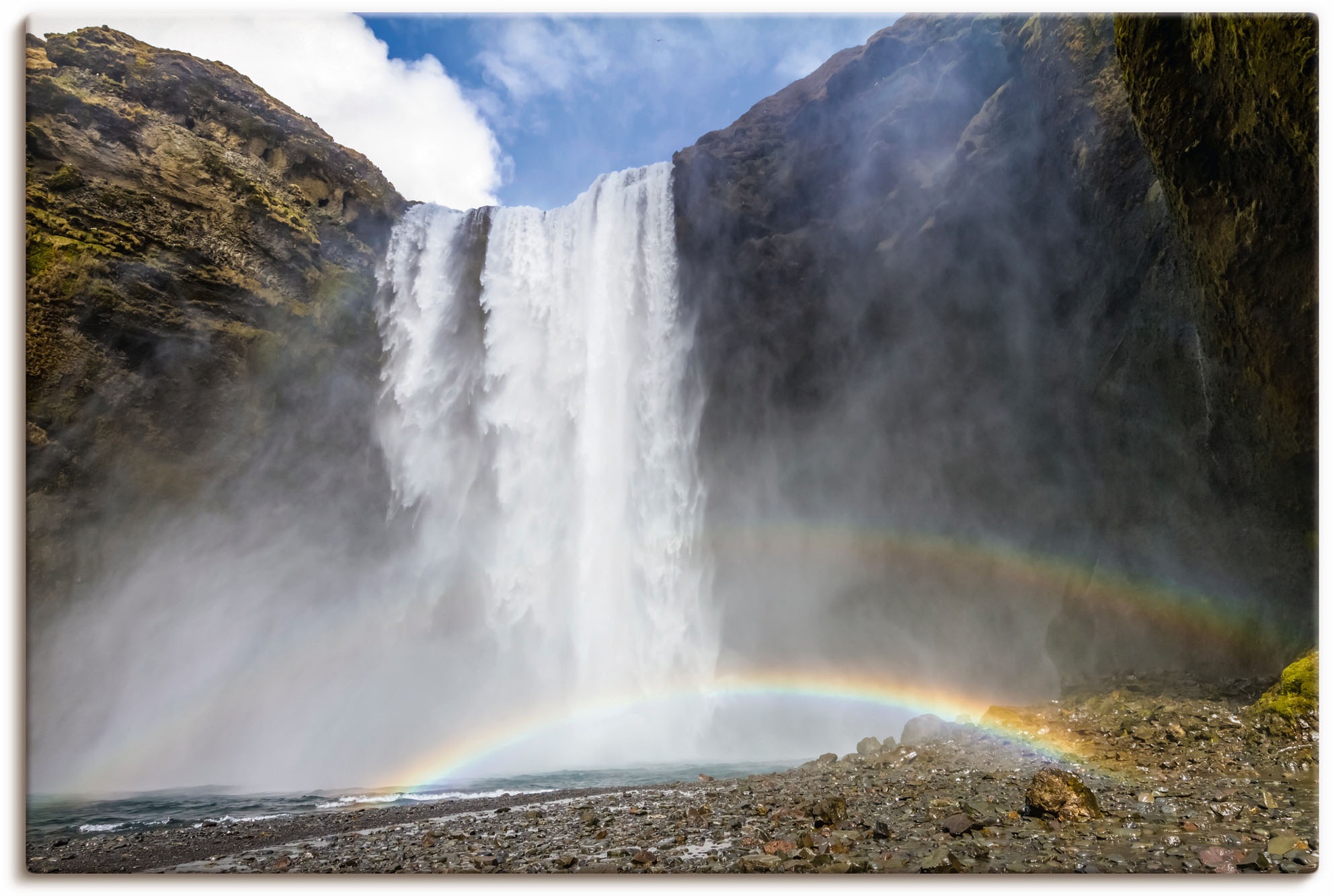 Image of Artland Wandbild »ISLAND Skogafoss mit Regenbogen«, Wasserfallbilder, (1 St.), in vielen Grössen & Produktarten - Alubild / Outdoorbild für den Aussenbereich, Leinwandbild, Poster, Wandaufkleber / Wandtattoo auch für Badezimmer geeignet bei Ackermann Vers