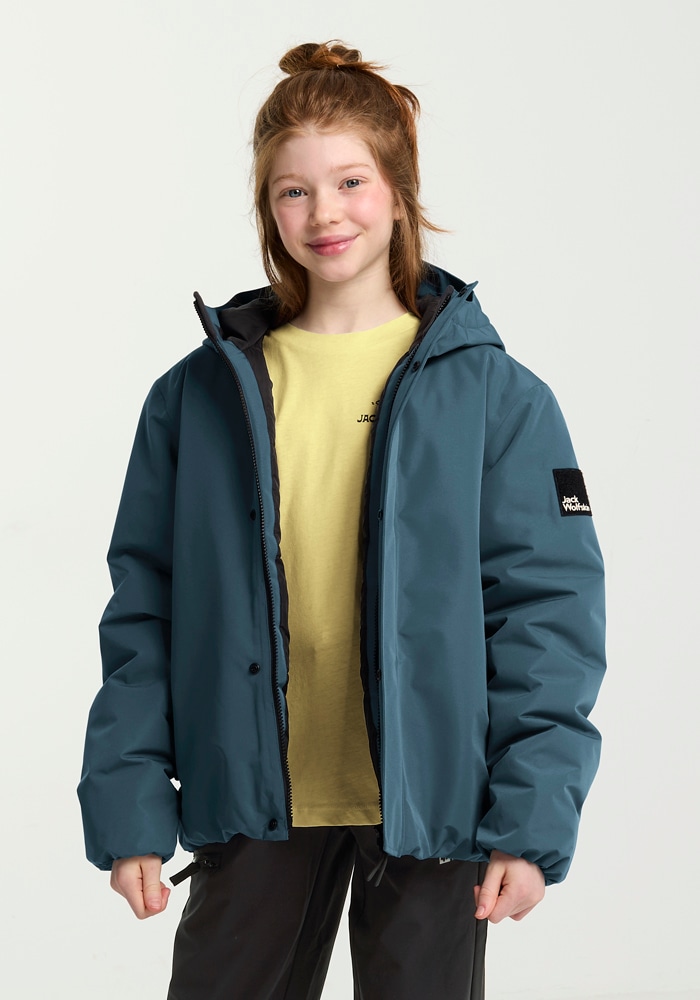 Jack Wolfskin Veste d'extérieur »TEEN INS JACKET K« avec capuche wasserdicht, atmungsaktiv, mit fest verbundener Kapuze, für Kinder