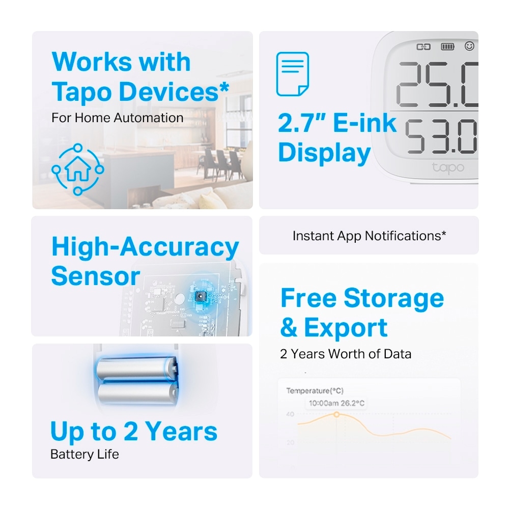 TP-Link Smart-Home-Zubehör »Tapo T315«, Smarter Temperatur & Feuchtigkeits-Sensor