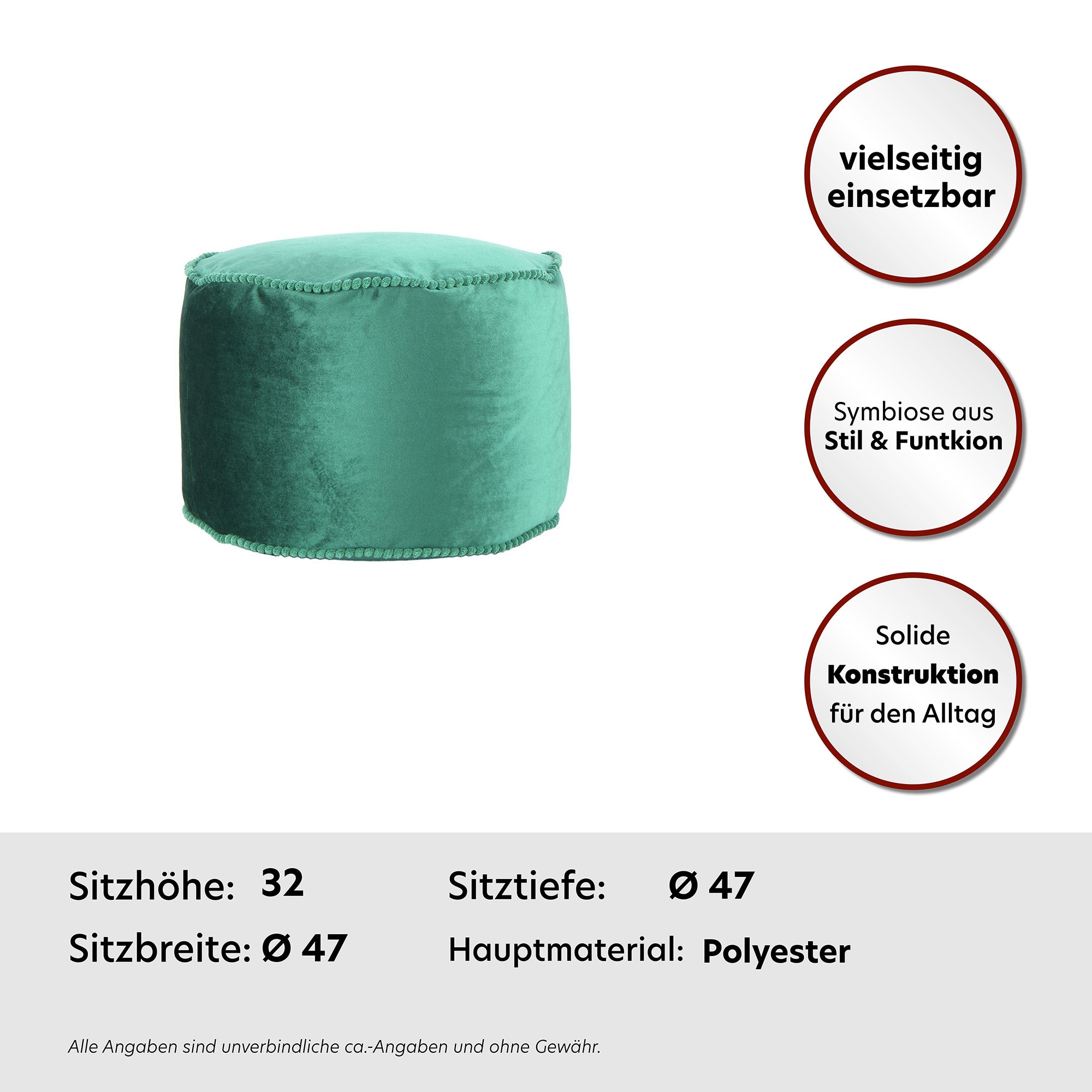 Kayoom Stauraumhocker »Pouf Taj Mahal 125, trendige samtige Oberfläche«, (1 St.), samtweich, farbig, modern, orientalisches Design