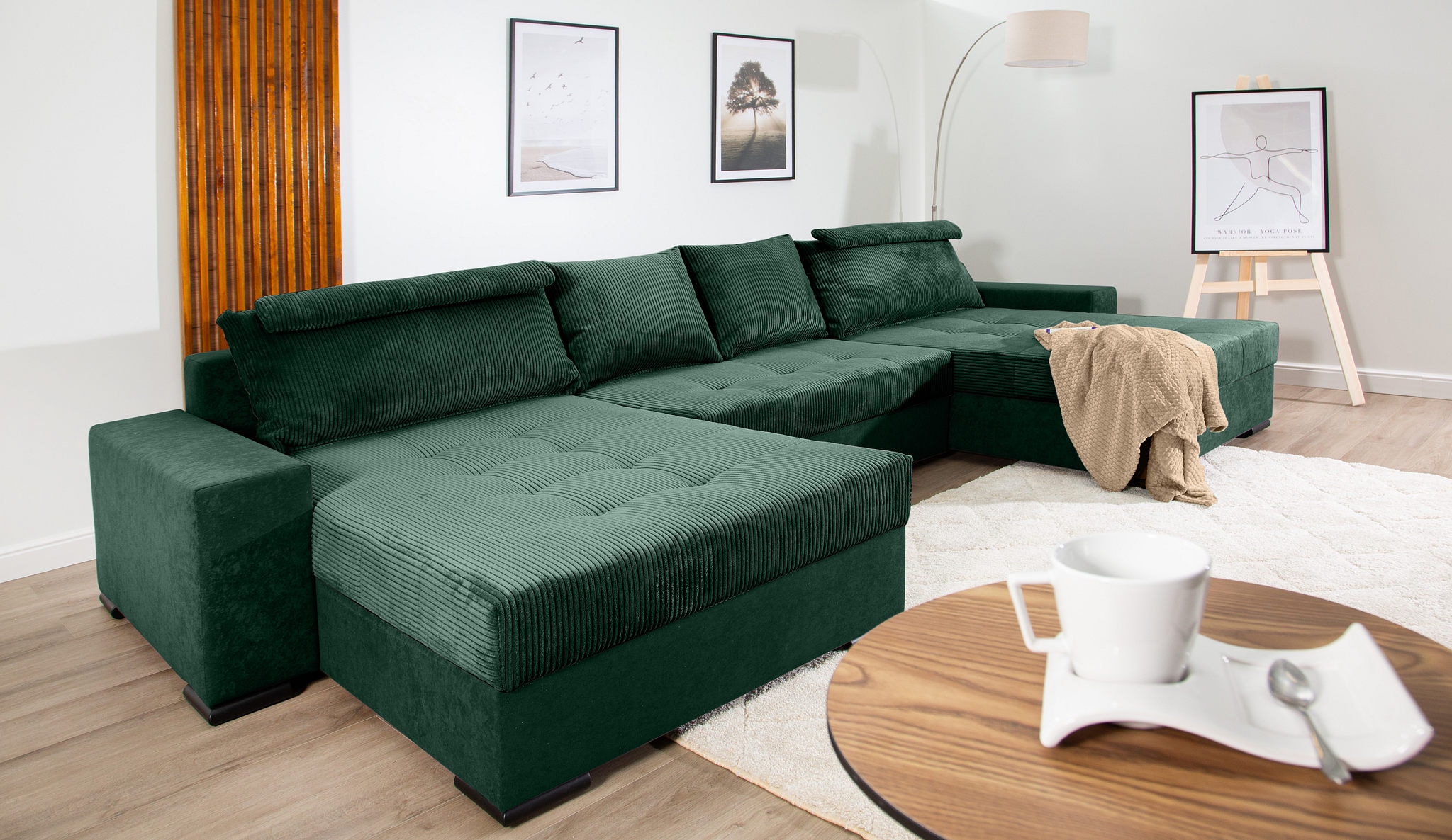 COLLECTION AB Wohnlandschaft »XXXL-Josy Relax U-Form Breite 352 cm, mit 2 gleich grossen Recamieren«, inkl. Bettfunktion, Bettkasten, mit 4 Rückenkissen in zwei Grössen