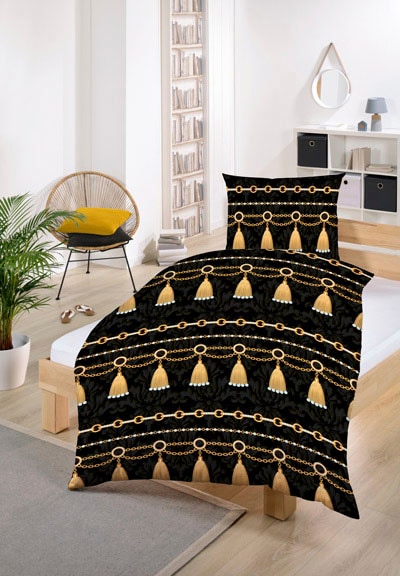 Image of Gold-Line Bettwäsche "Gold-Line Bed - Goldenes Glockenmotiv" 2 Stk. besonders weich und anschmiegsam
