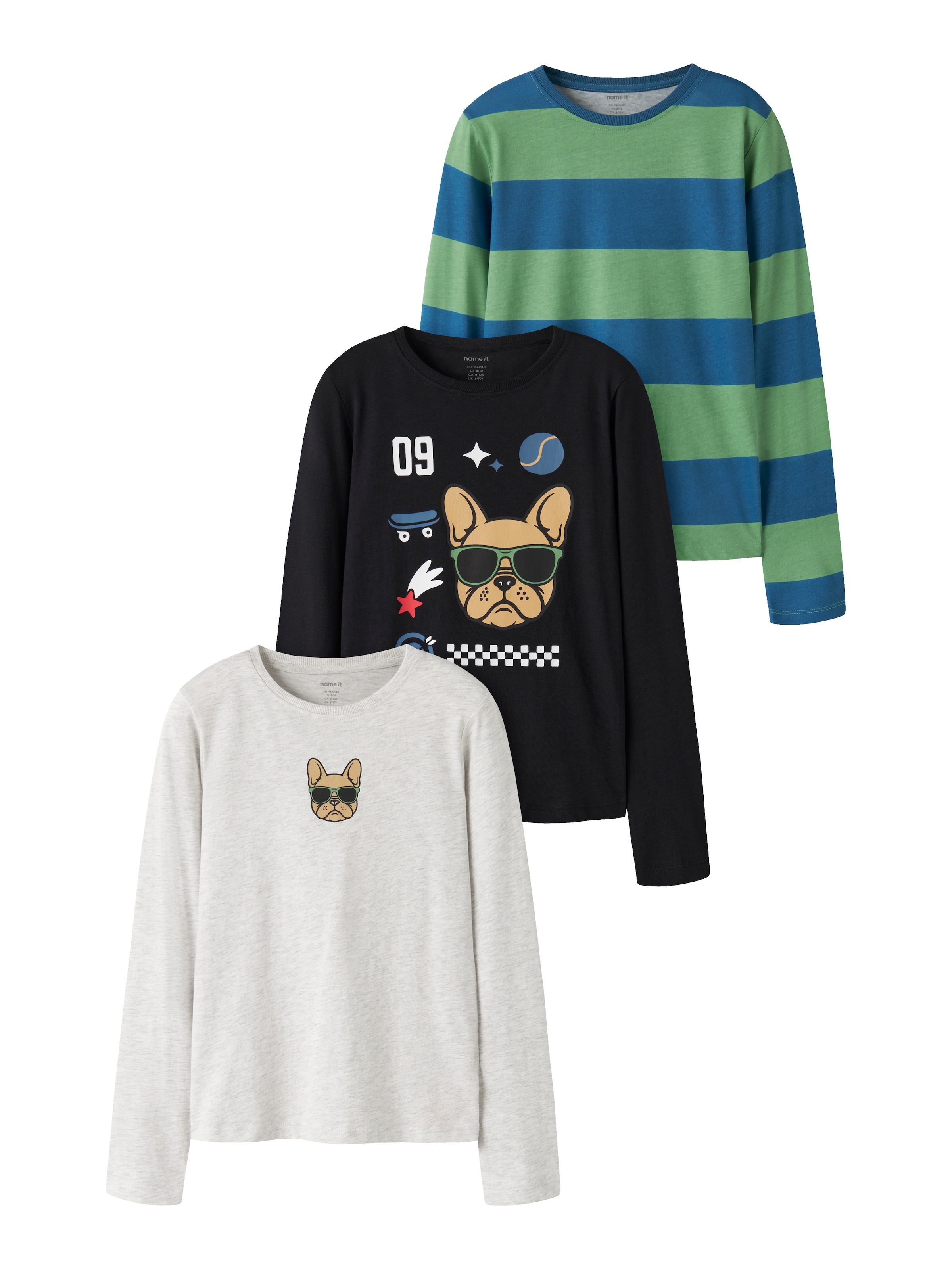Image of Name It Langarmshirt "NKMNIKOLAI 3P LS TOP" Packung, 3 Baumwolle, regular fit