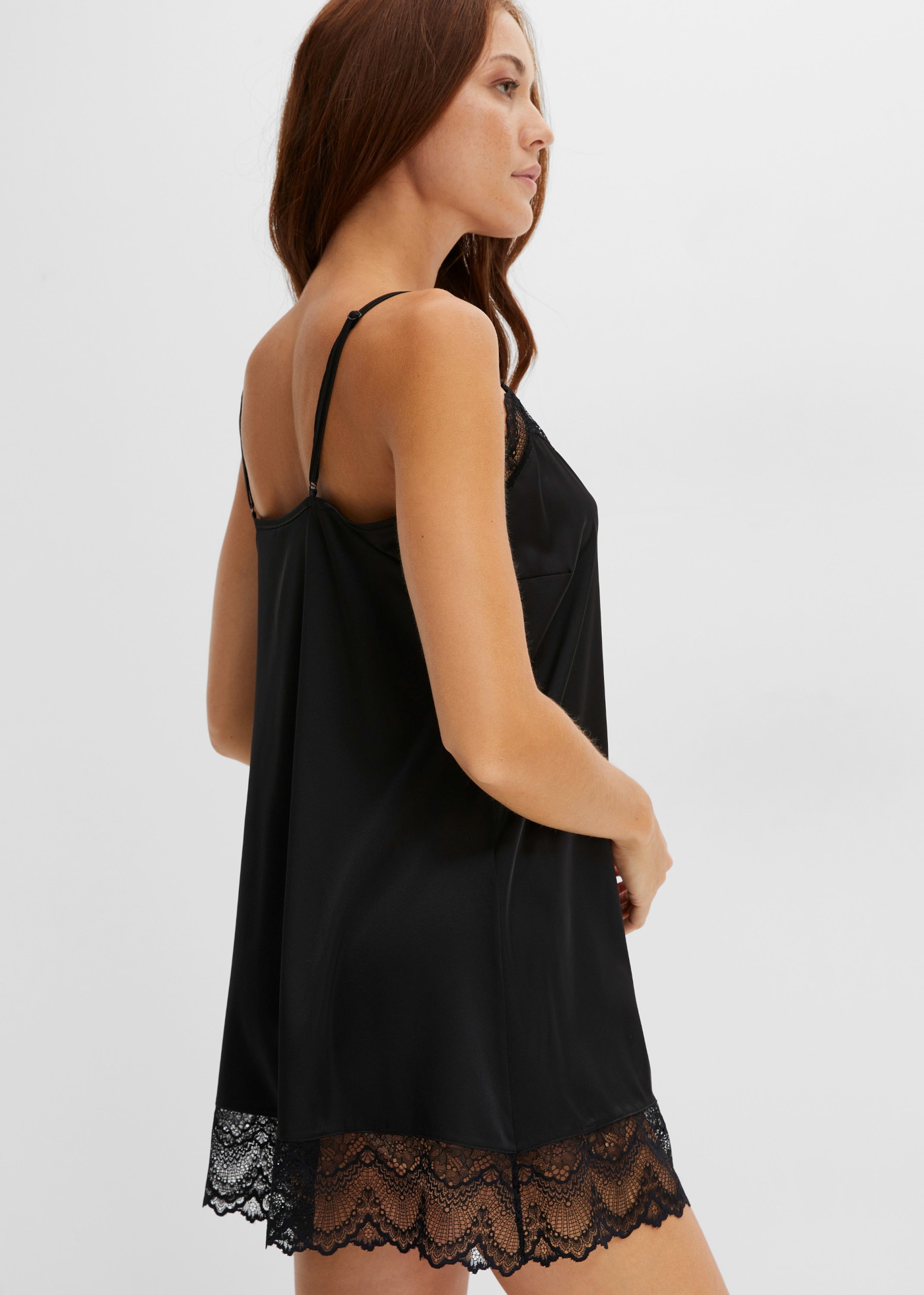 bonprix Morgenmantel Set, 2 Stk. im Kimono-Stil mit Negligé, mit hochwertiger Spitze
