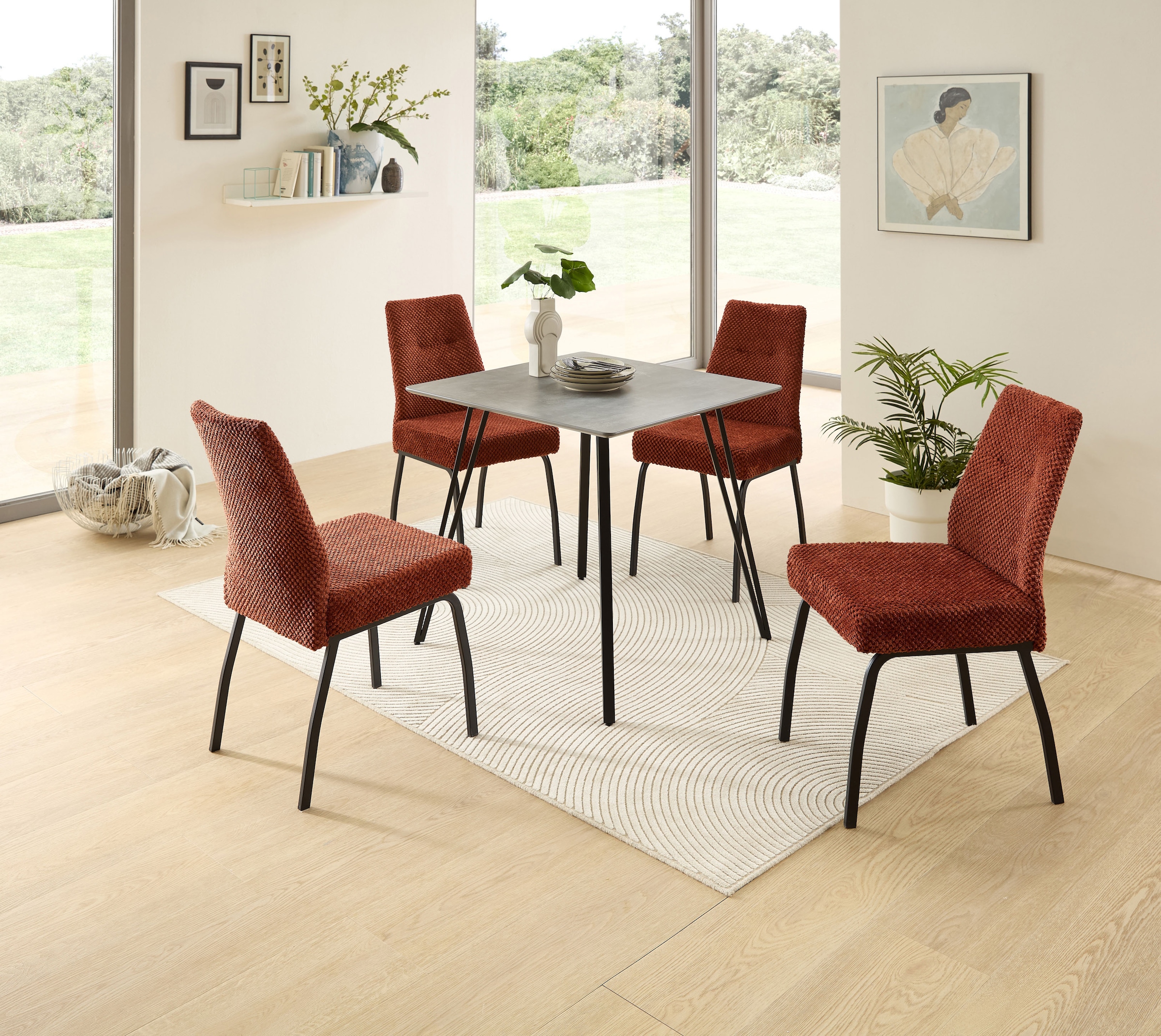 Stolkom Table de salle à manger »Fieteni Esstisch B/H/T 80x75x80 cm« 1 cuis tlg. Schweizer Kante, pulverbeschichtet