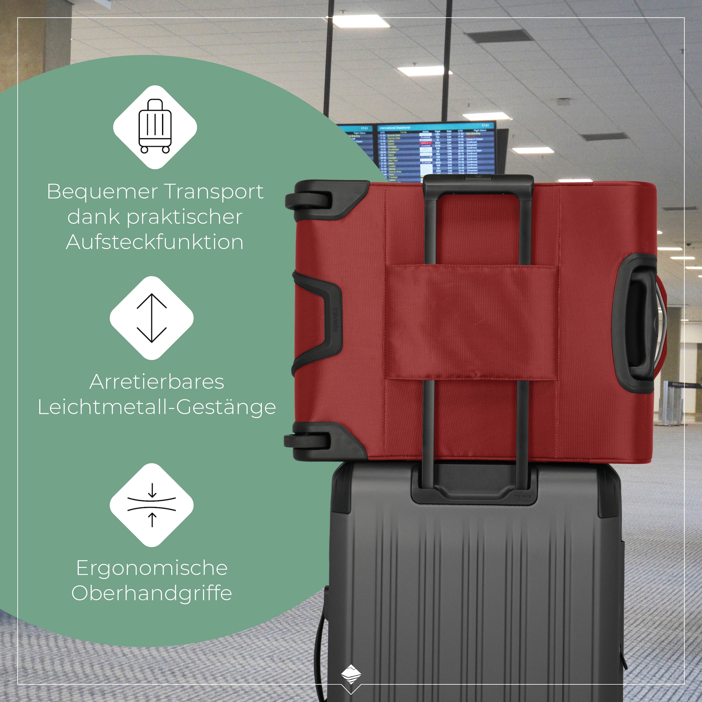 travelite Trolley pour bagages à main »JETPACK Multi 2 Cabin Handgepäck Koffer« 41 litre 2 Rollen bagage souple, compatible Ryanair, Condor et de nombreuses compagnies aériennes courantes