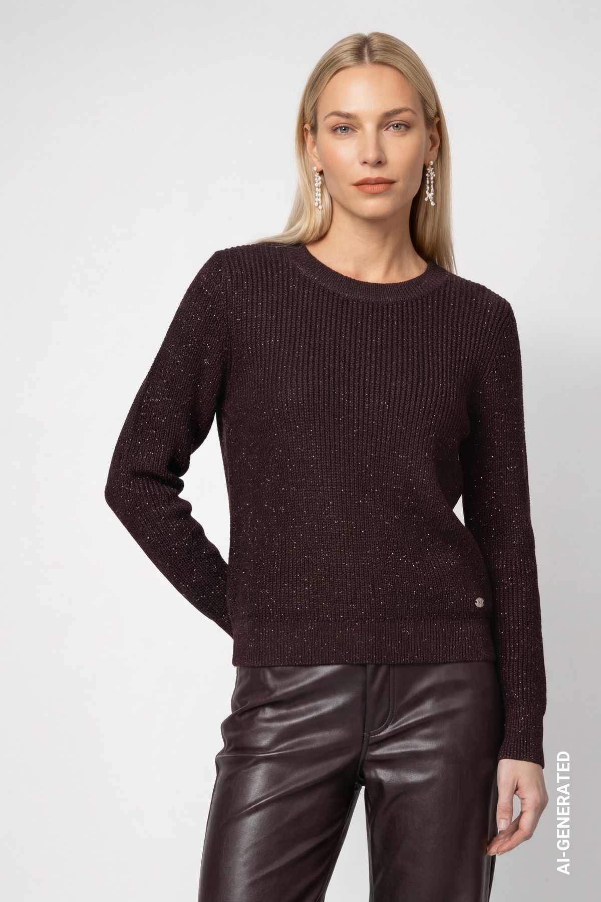 Monari Rundhalspullover »Pullover Basic Lurex« Regular fit mit Rundhalsausschnitt