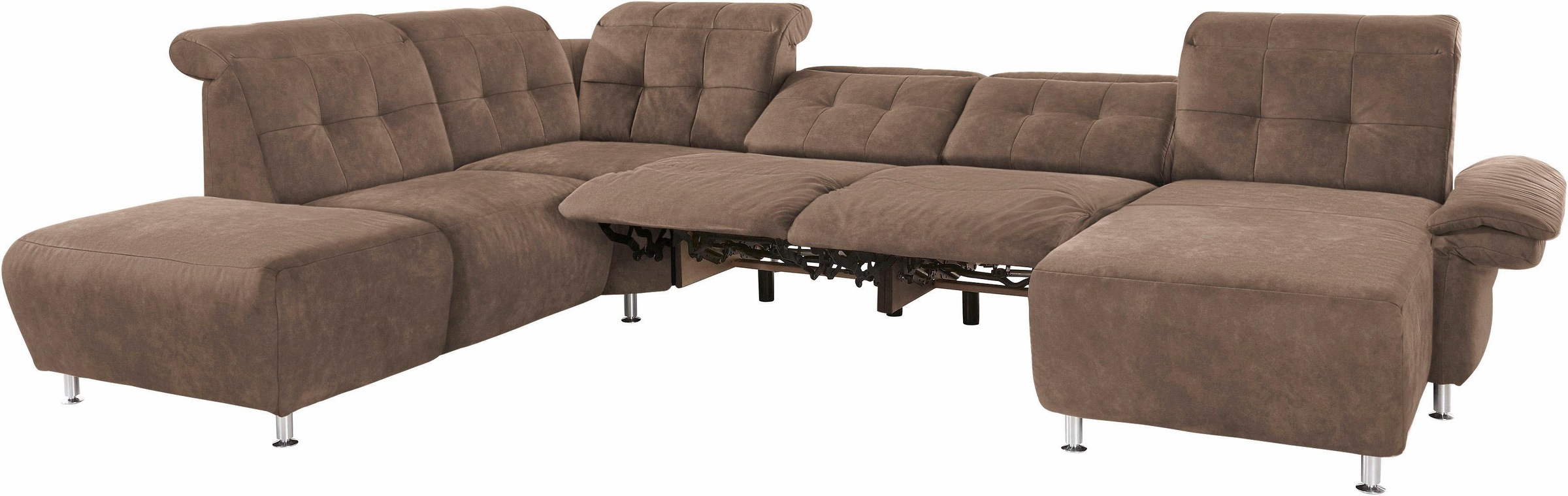 Places of Style Wohnlandschaft »Manhattan U-Form«, 2 Sitze mit elektrischer Relaxfunktion, verstellbare Armlehnen
