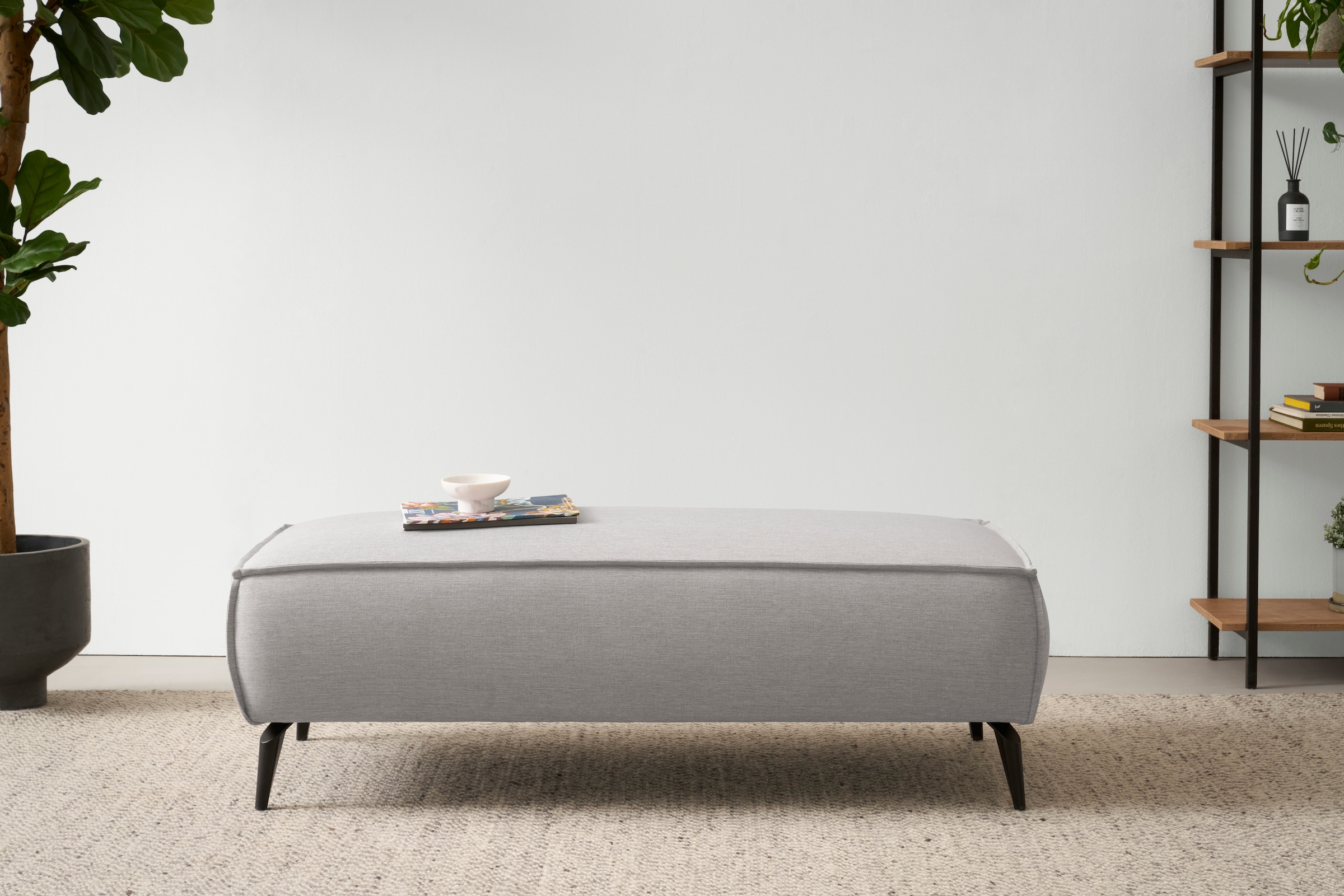 GOODproduct Wohnlandschaft »TVINNU Leinenoptik, 354, mit Hocker« Recamiere rechts/links, stellbar zum Schlafsofa (Krokodilverbinder)