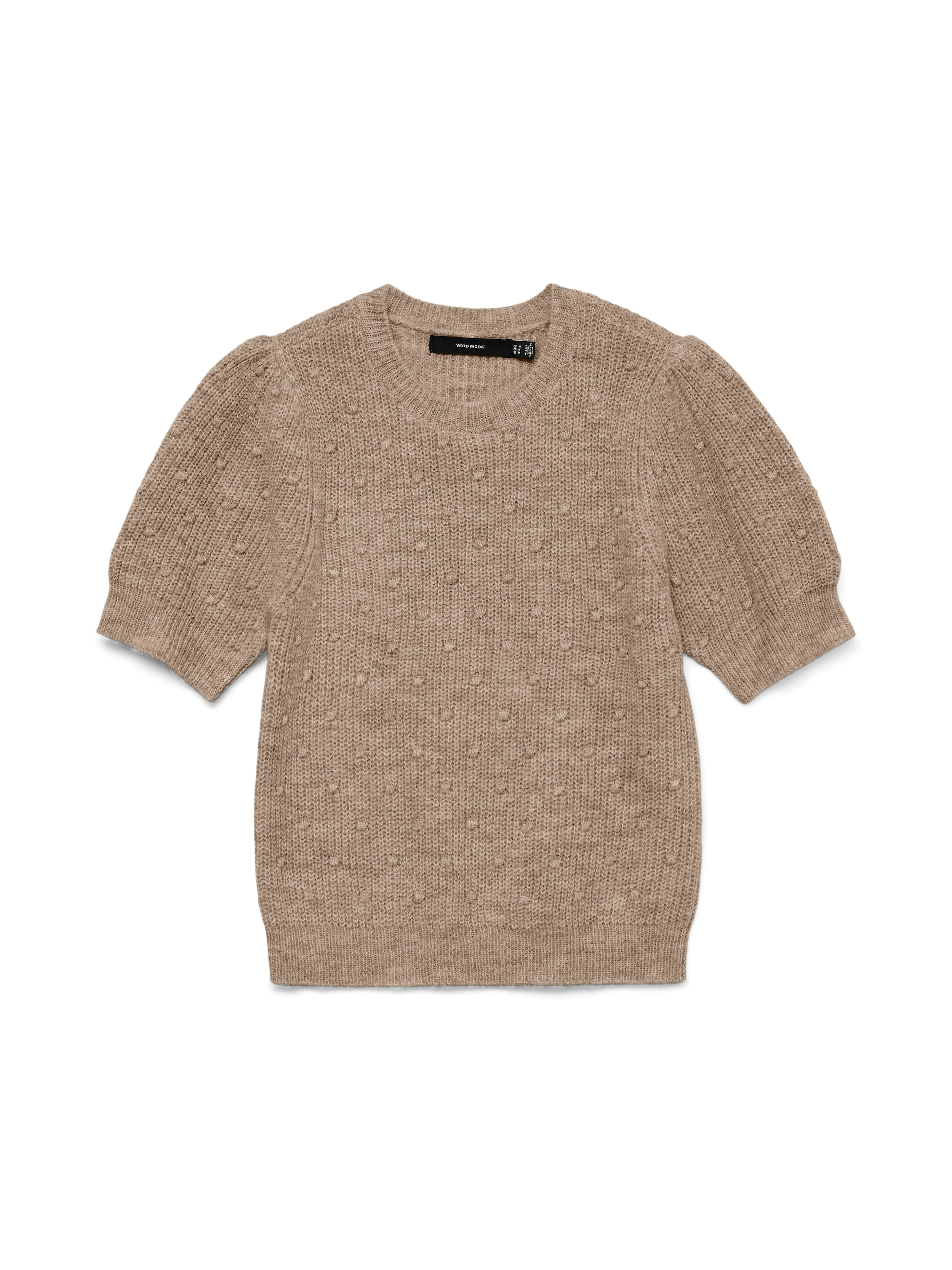 Vero Moda Pull en tricot »VMGENIUS 2/4 O-NECK SHORT PULLOVER BOO« mit zarten Strickdetails