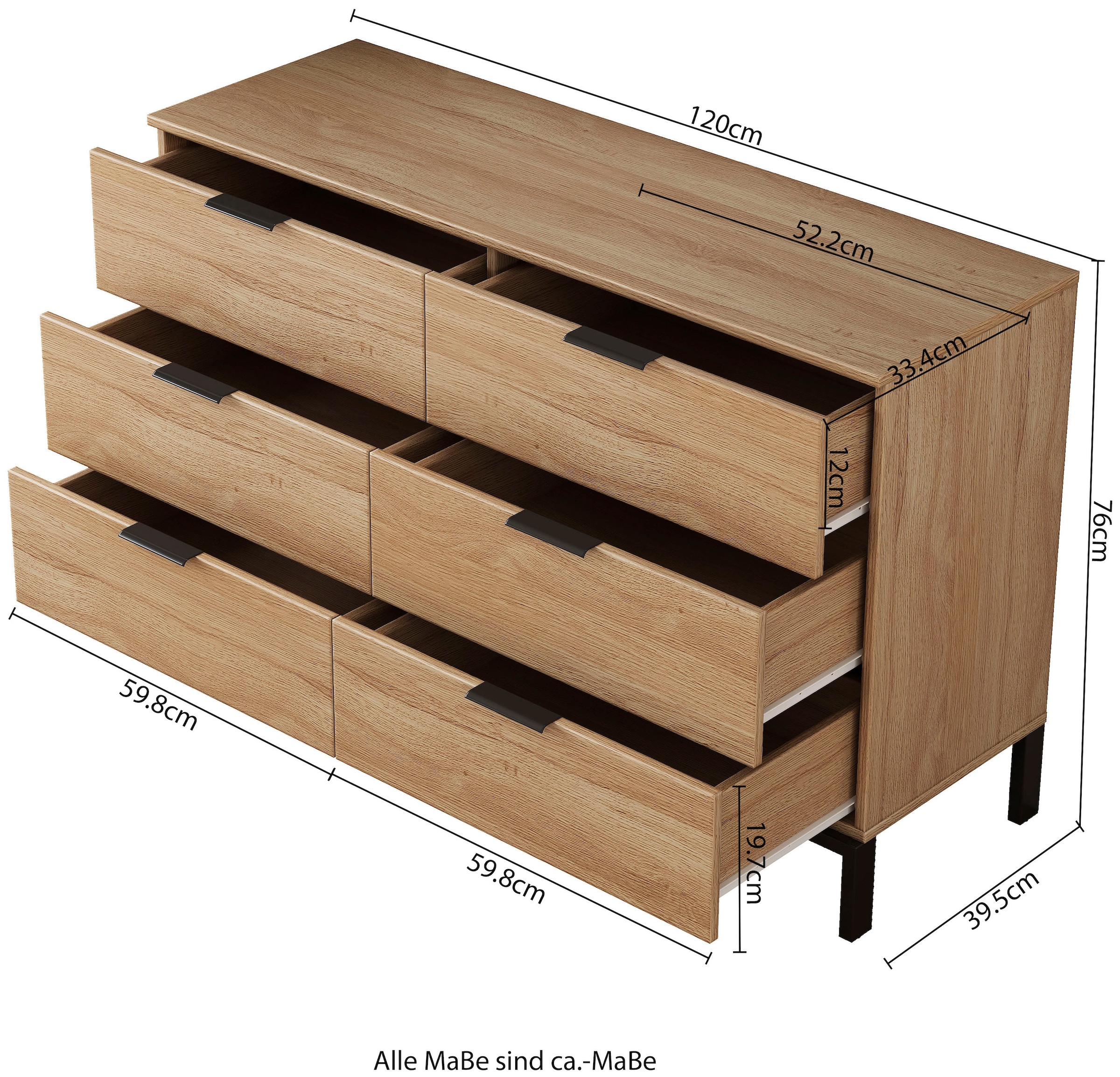 GOODproduct Kommode »Jorinde« Melaminoberfläche, flexibler Stauraum und robustes Metallgestell