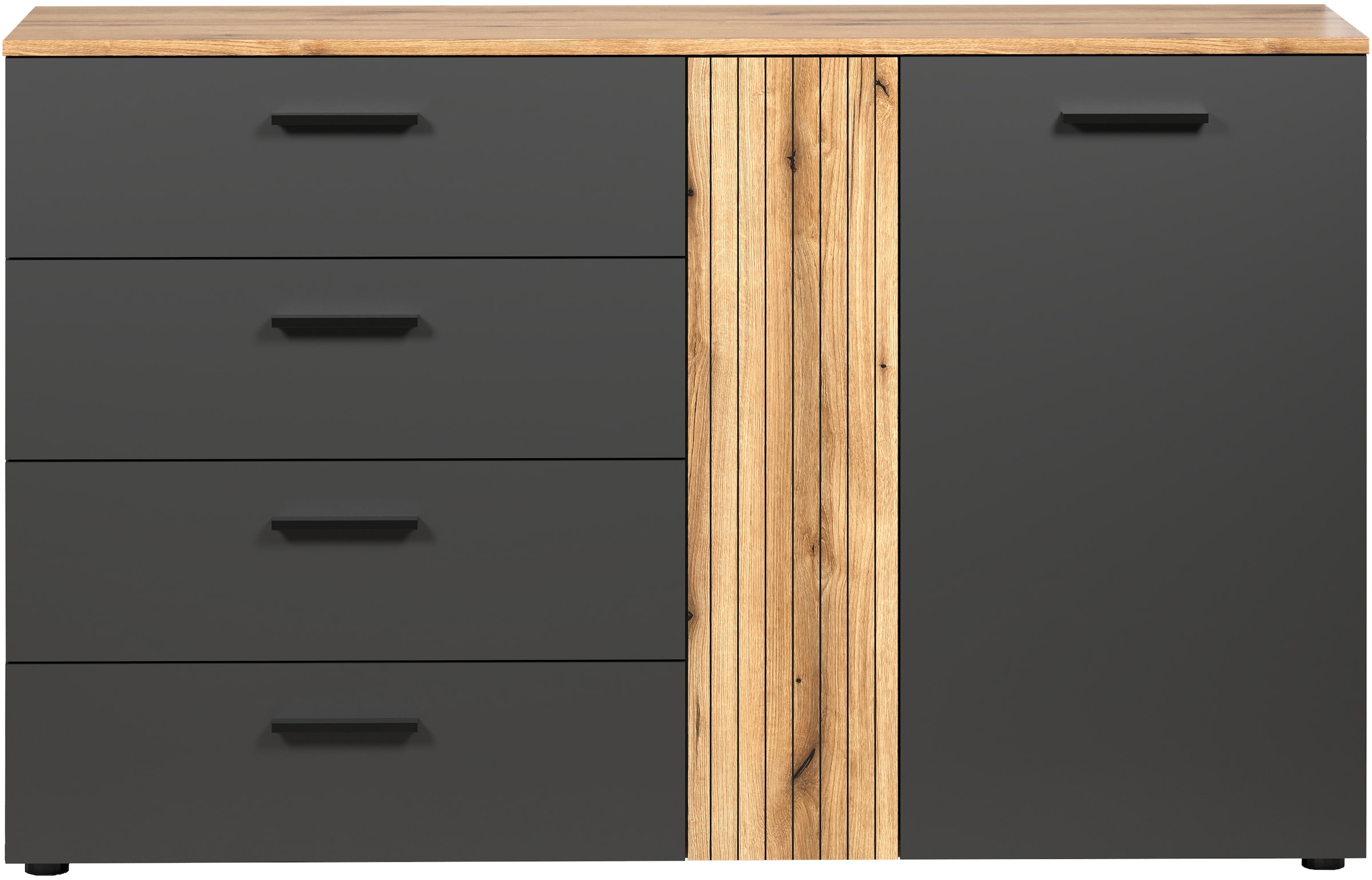 INOSIGN Kommode »Estepona«, (1 St.), Schubladenschrank in Rillenoptik mit Vollauszug-Funktion