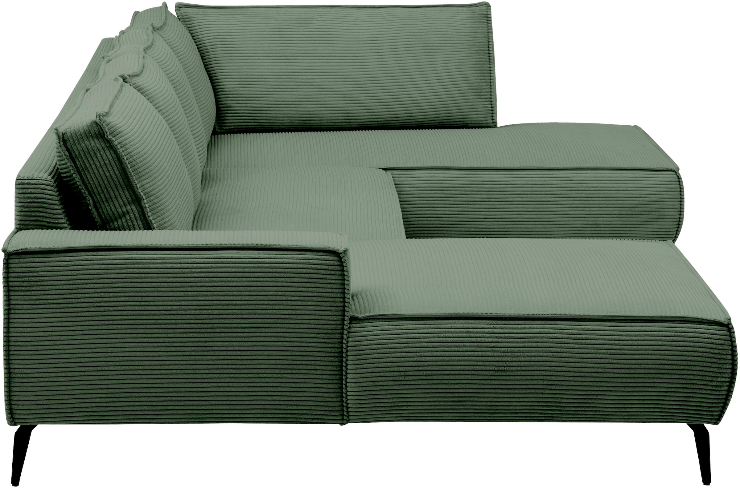 Home affaire Paysage de salon »TVINNU, moderne U-Form, Couch in Cord oder Webstoff in Leinenoptik« Recamiere rechts/links, schwarze Metallfüsse, bequeme Sitz-/Liegefläche