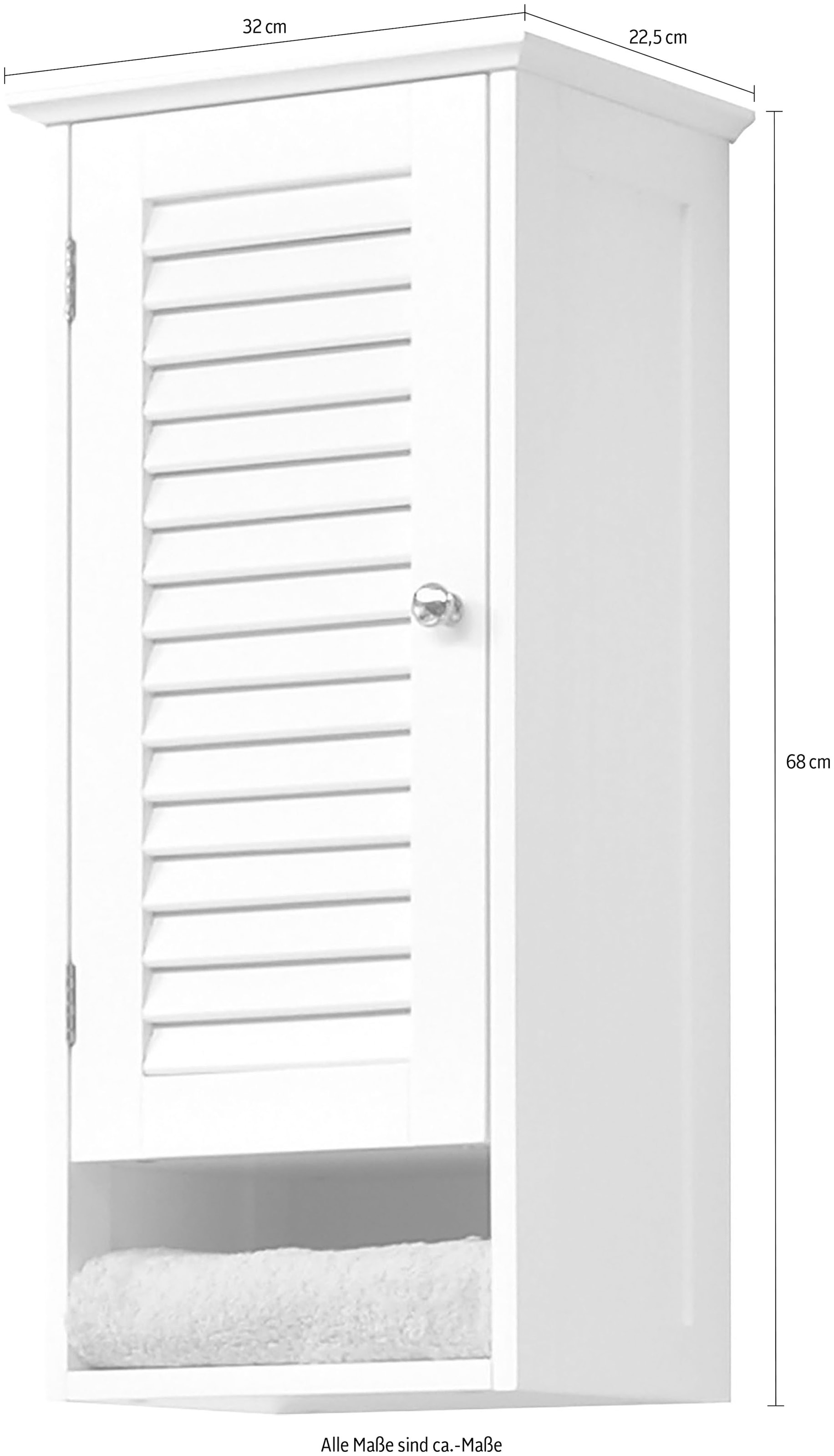 Saphir Hängeschrank »Quickset 928 Wand-Badschrank, 1 Tür, 1 Einlegeboden, 1 Nische« Badezimmer-Hängeschrank, 32 cm breit, Weiss, Landhaus-Stil