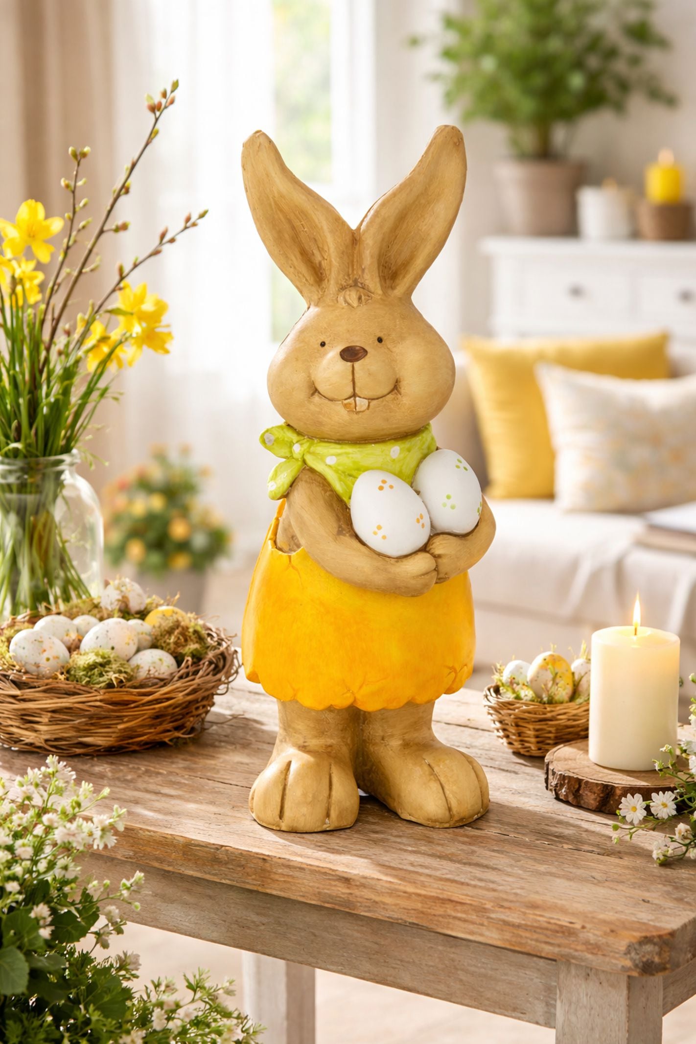 I.GE.A. Dekofigur »Deko Osterhase mit Eier« Figur 46 cm Deko Hase Osterdeko Hasenfigur Frühling Ostern Ostereier