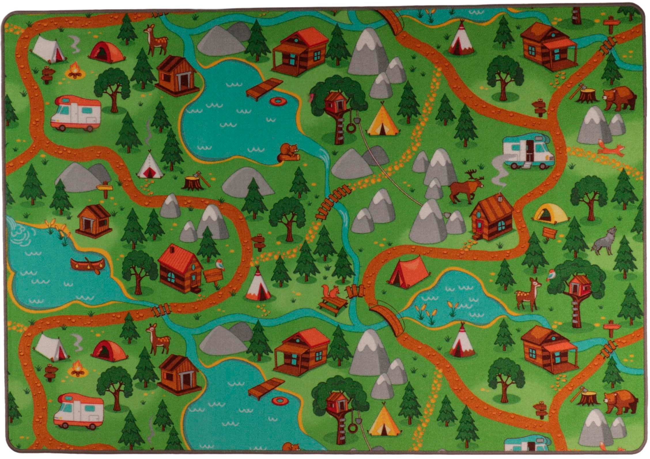 Image of Living Line Kinderteppich »Camping«, rechteckig, 7 mm Höhe, Strassen-Spiel-Teppich, Camping Motiv, Kinderzimmer bei Ackermann Versand Schweiz