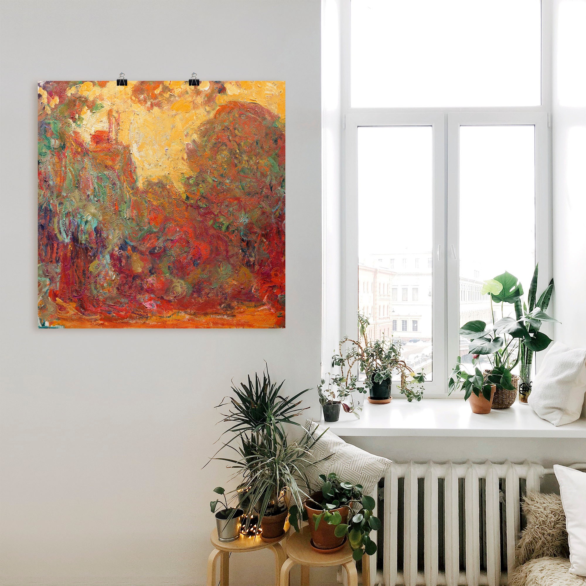 Artland Wandbild »Das Haus in Giverny Komposition in rot«, Gegenstandslos, (1 St.), als Leinwandbild, Poster in verschied. Grössen