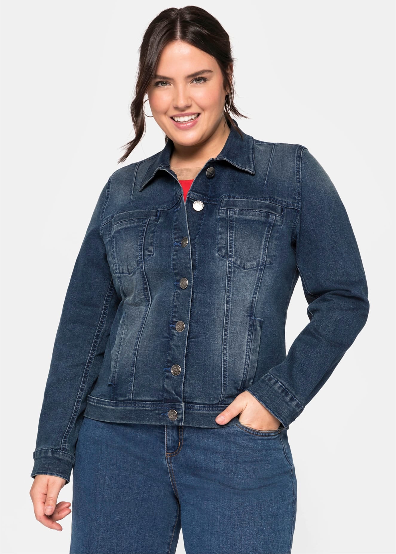 Image of Sheego Jeansjacke ohne Kapuze