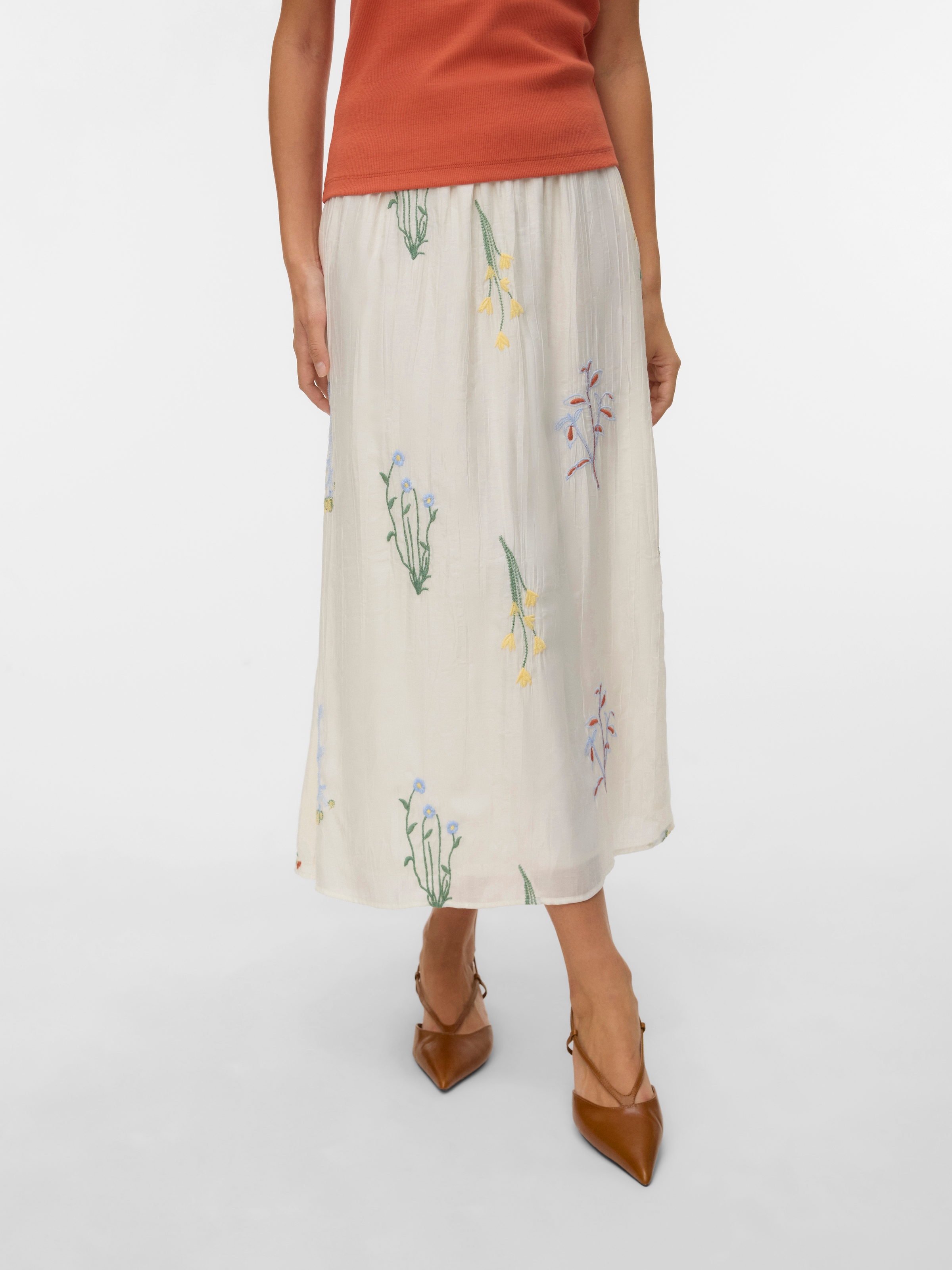 Image of Vero Moda Sommerrock "VMLINA HW 7/8 EMB SKIRT WVN" Viskosemischung, normal geschnitten, mit Stickerei