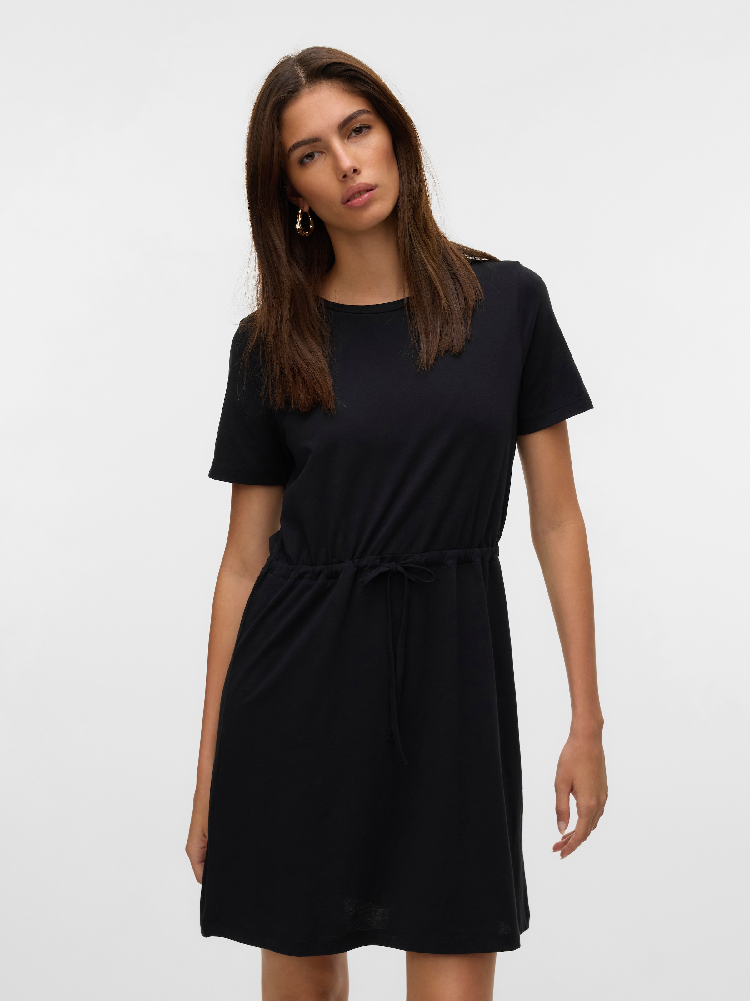 Image of Vero Moda Shirtkleid "VMLUNA SS SHORT STRING DRESS JRS NOOS" Baumwollmischung, regular fit
