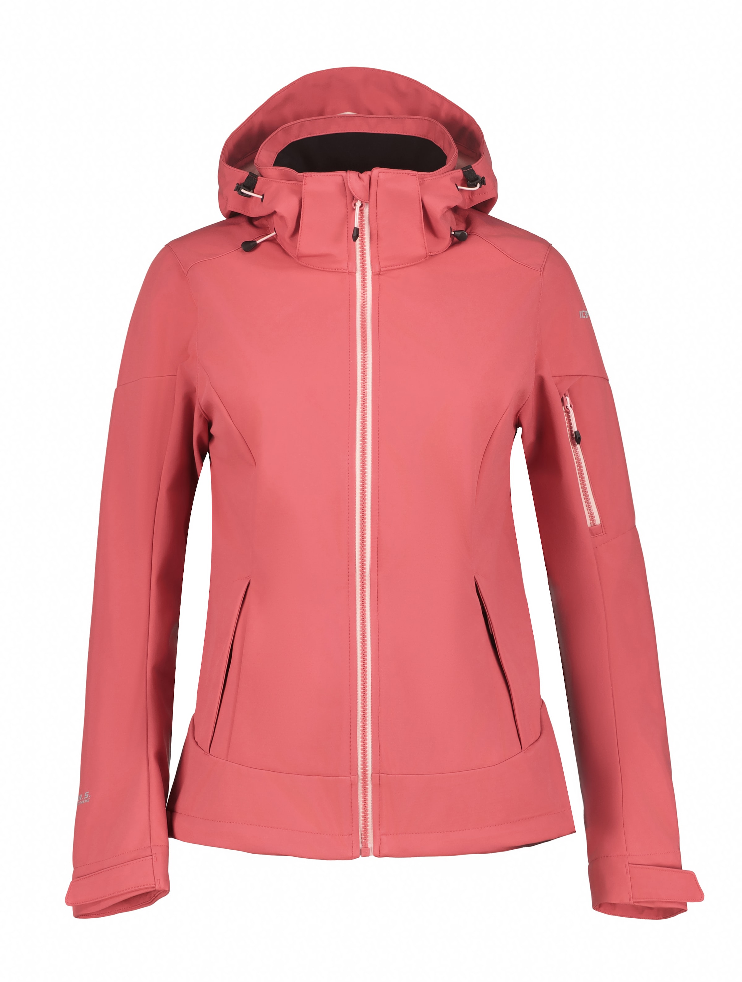 Icepeak Veste softshell »D SOFTSHELLJACKE BATHGATE« avec capuche poche à fermeture éclair et poche sur manche, respirant, déperlant