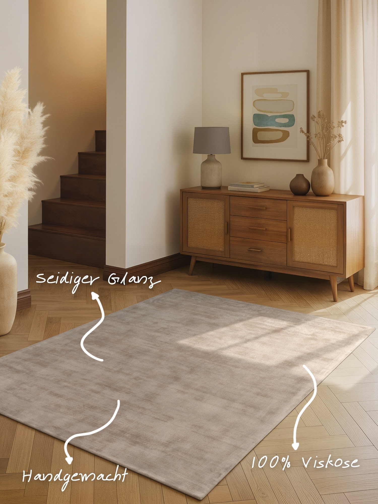 vikosa Tapis »Noemi« Rectangulaire 10 mm Höhe Brillance discrète, doux, aspect soie, viscose, salon, chambre
