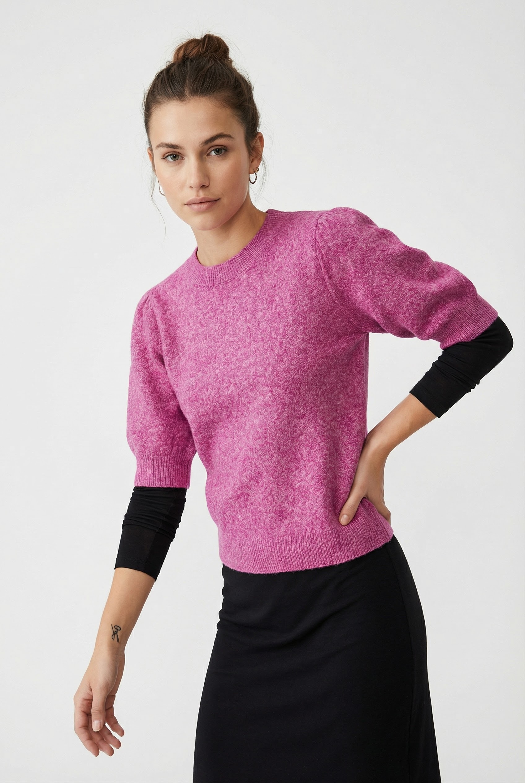 Image of ONLY Strickpullover "ONLRICA LIFE 2/4 PULLOVER KNT NOOS" Materialmix, regular fit