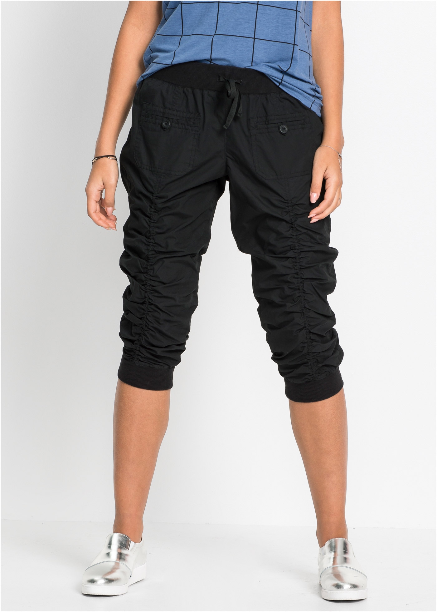 bonprix Pantalon 3/4 »3/4-Hose aus reiner Baumwolle«  aus Baumwolle, mit elastischen Rippbündchen, Regular Fit