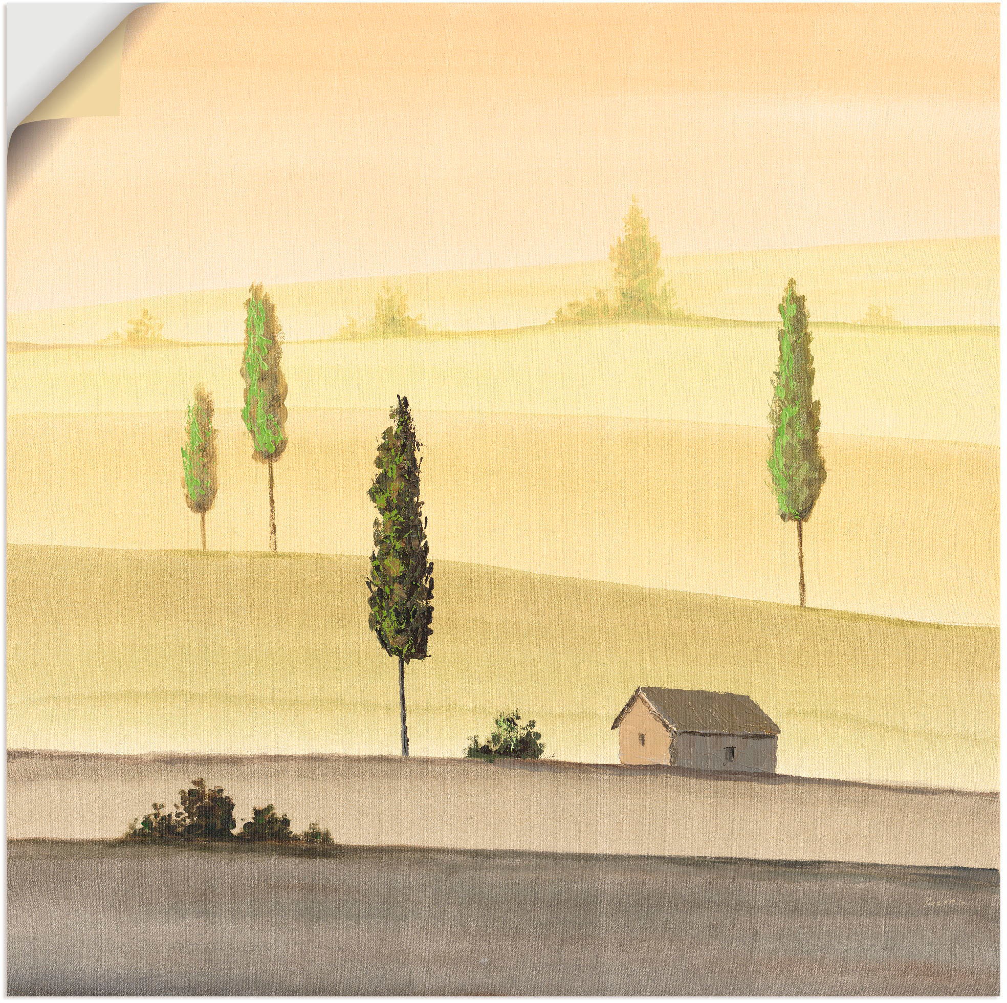 Image of Artland Wandbild »Landschaft in Grün I«, Wiesen & Bäume, (1 St.), in vielen Grössen & Produktarten - Alubild / Outdoorbild für den Aussenbereich, Leinwandbild, Poster, Wandaufkleber / Wandtattoo auch für Badezimmer geeignet bei Ackermann Versand Schweiz