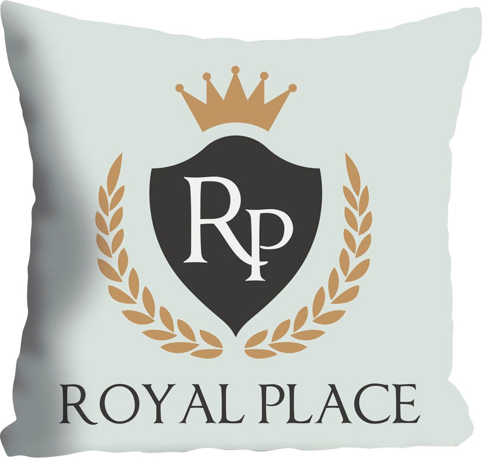 queence Dekokissen »Royal Place«, mit Schriftzug und Krone, Kissenhülle ohne Füllung, 1 Stück