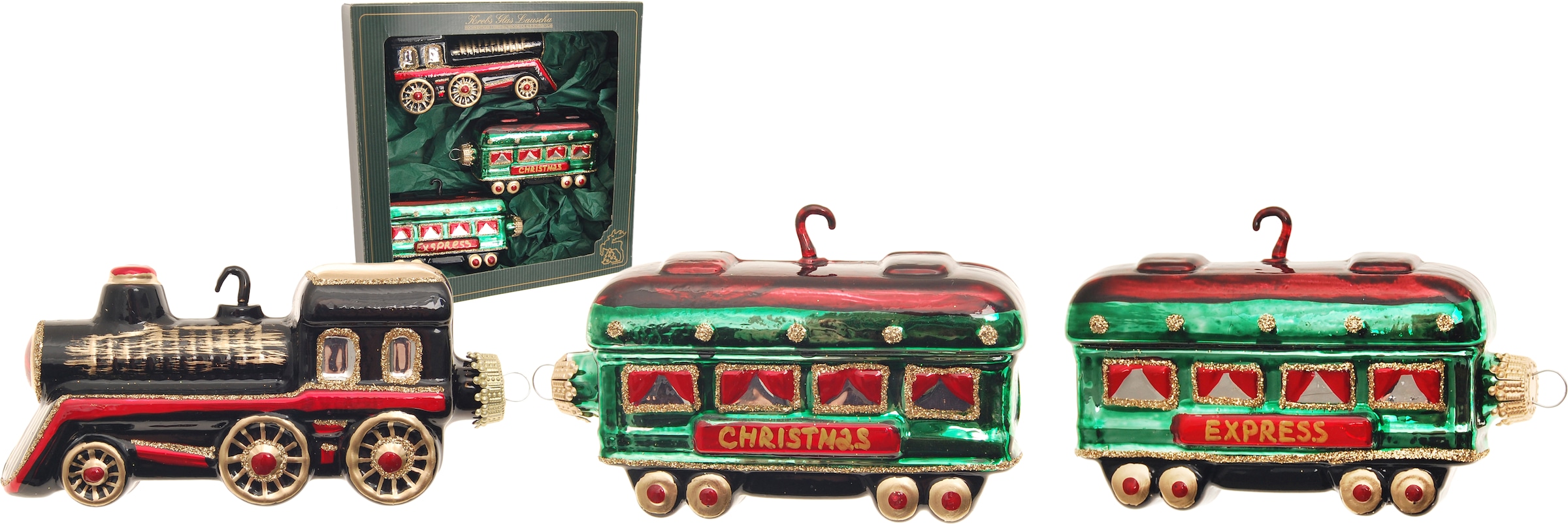 Krebs Glas Lauscha Christbaumschmuck »Nachtzug Lokomotive« Glas, 3 Stück