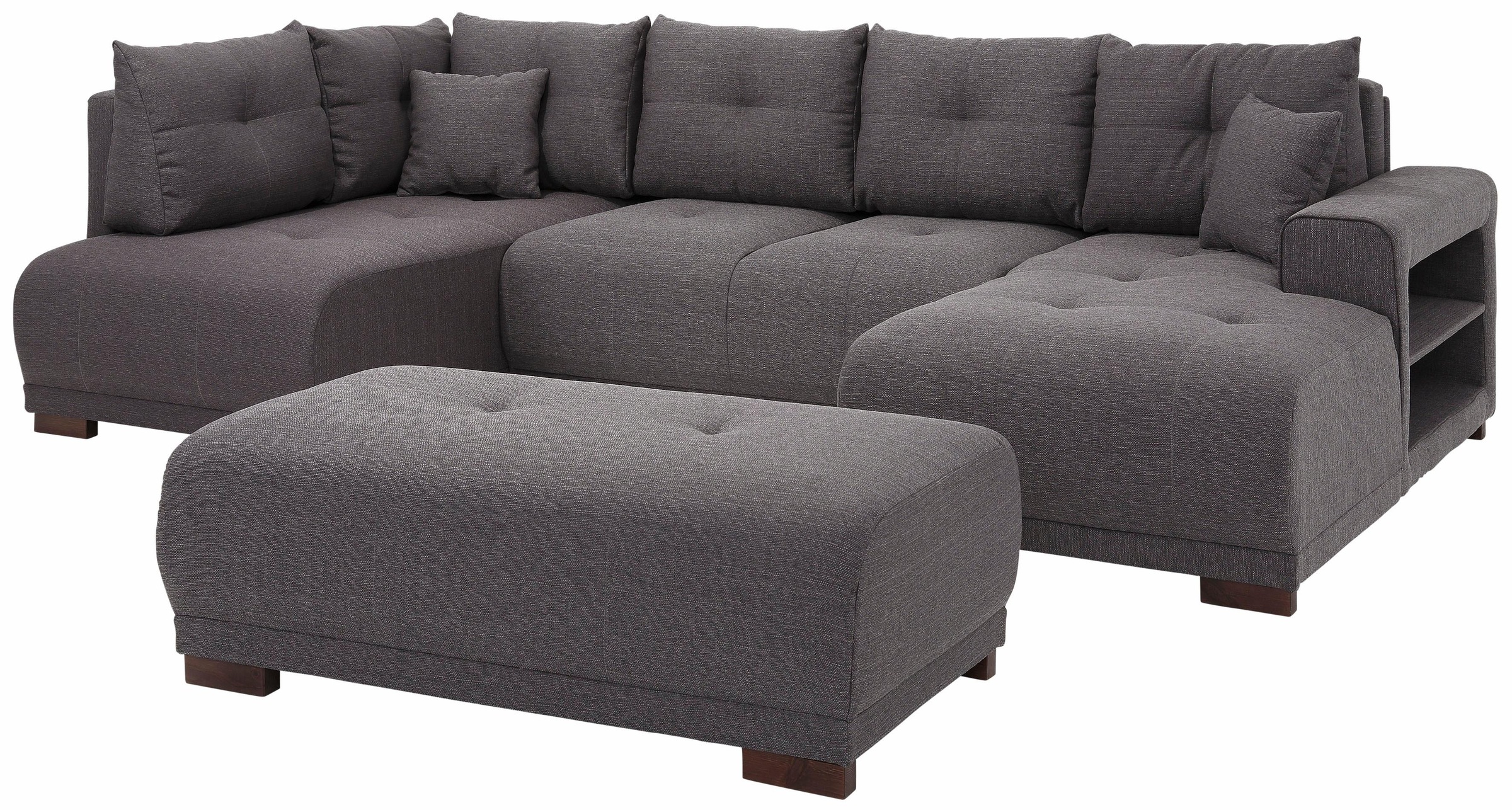 Home affaire Wohnlandschaft »Viborg U-Form«, mit Regal in der Armlehne, wahlweise mit Bettfunktion